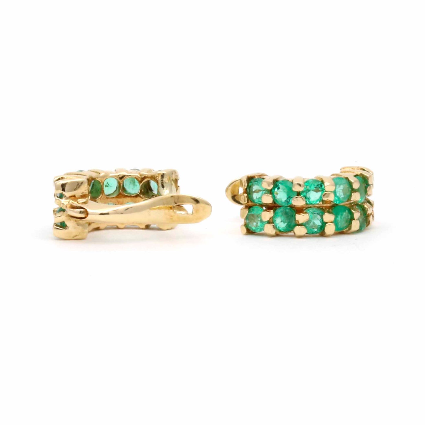 Women's Classic Emerald Half-Hoop Earrings in 18k Yellow Gold