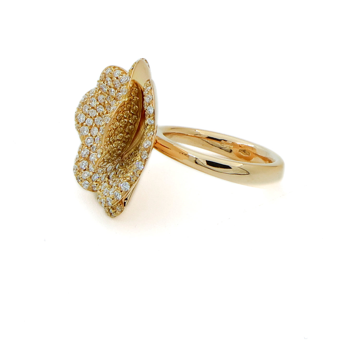 Giorgio Visconti Diamond Flower Ring in 18k Yellow Gold - Petite Size 4.25