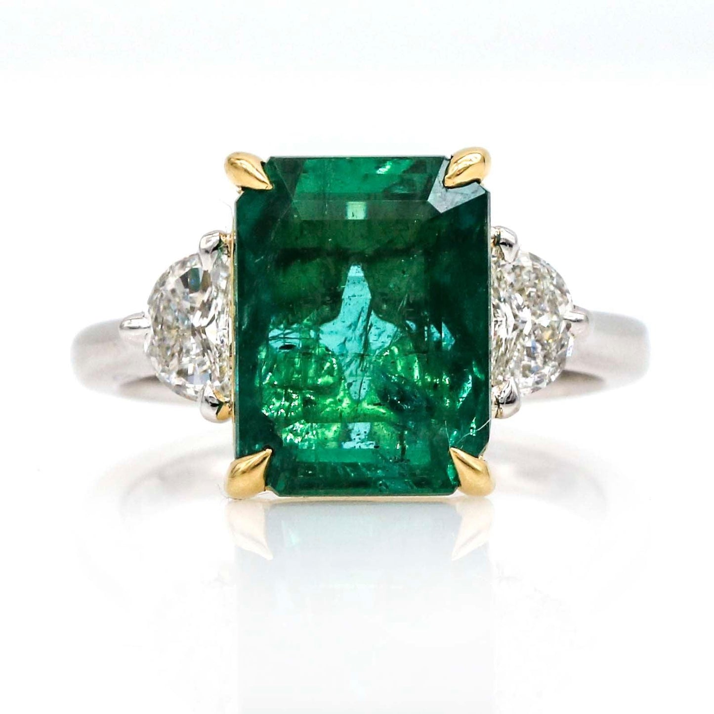 5.80 ct Emerald and Diamond Statement Ring in Platinum and 18k Yellow Gold - 31 Jewels Inc.