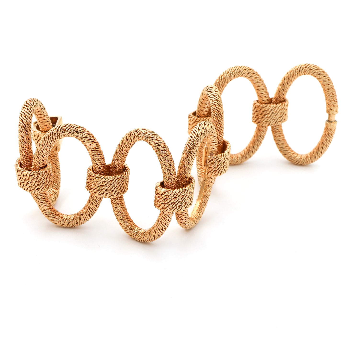 Converted Rolex 18k Yellow Gold Oval Link Bracelet with Twisted Rope Texture