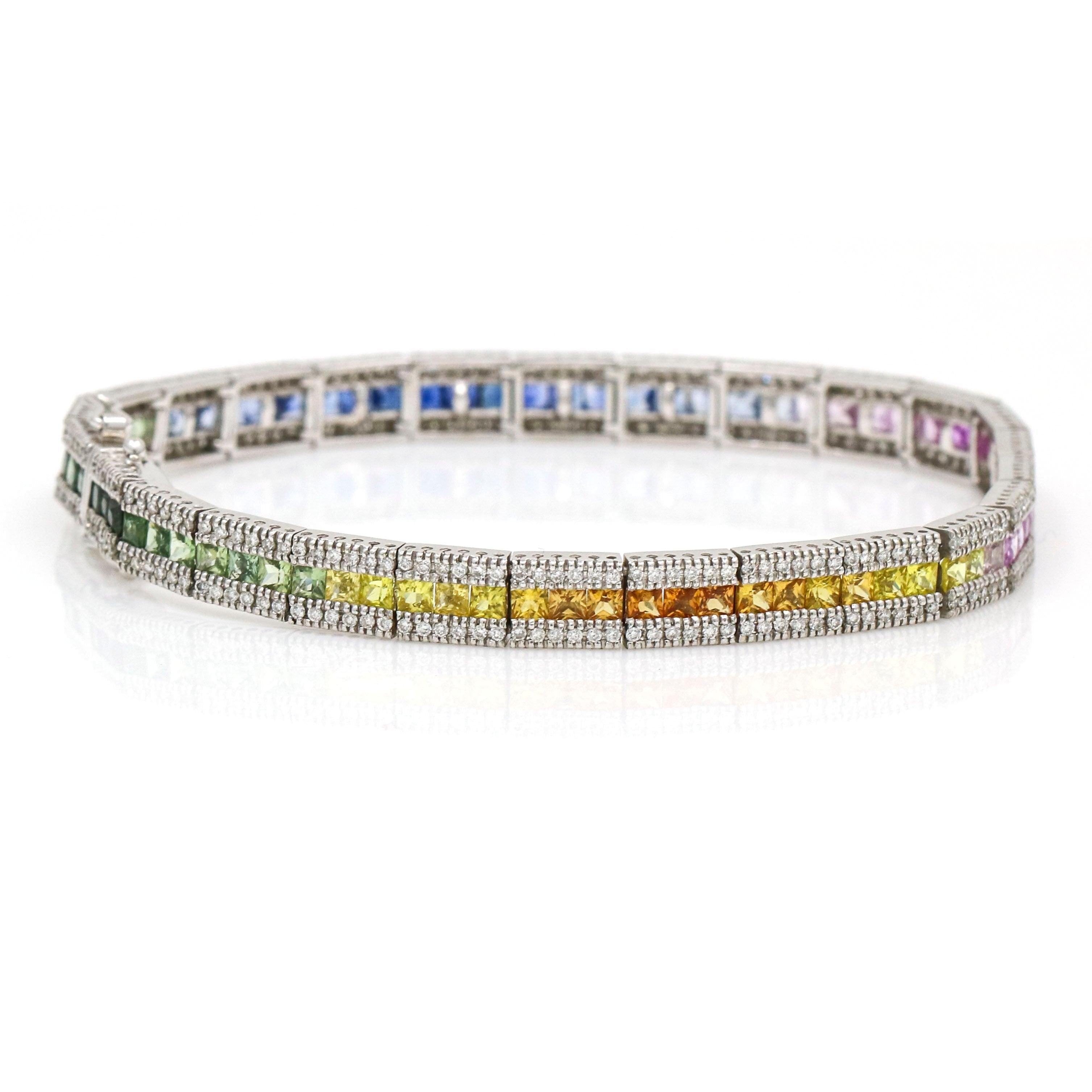 Helga Rainbow Sapphire Princess Cut Bracelet 66890: buy online in NYC. Best  price at TRAXNYC.