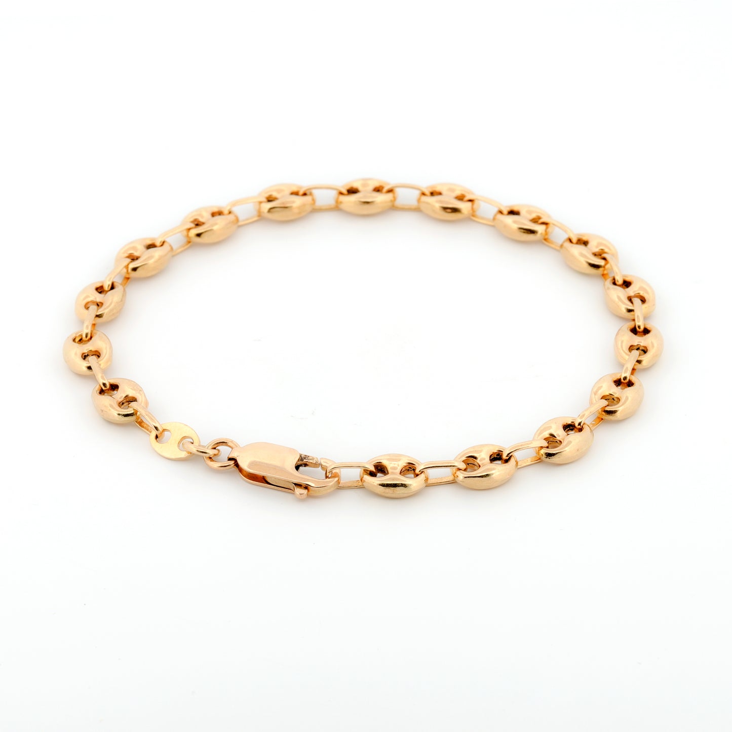 Mariier's Puff "Gucci" Link 6mm Chain Bracelet in 14k Yellow Gold