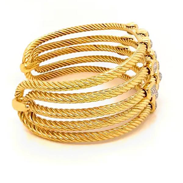 David Yurman Confetti 18K Yellow Gold and Diamond Five Row Cuff Bracelet