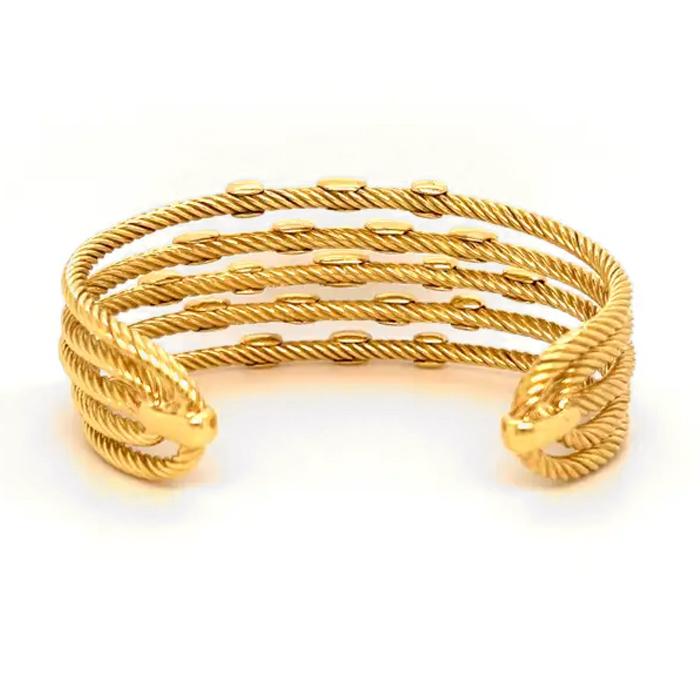 David Yurman Confetti 18K Yellow Gold and Diamond Five Row Cuff Bracelet