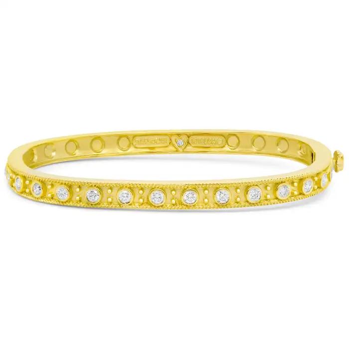 Stambolian 18K Gold Square Bangle Bracelet with Diamonds
