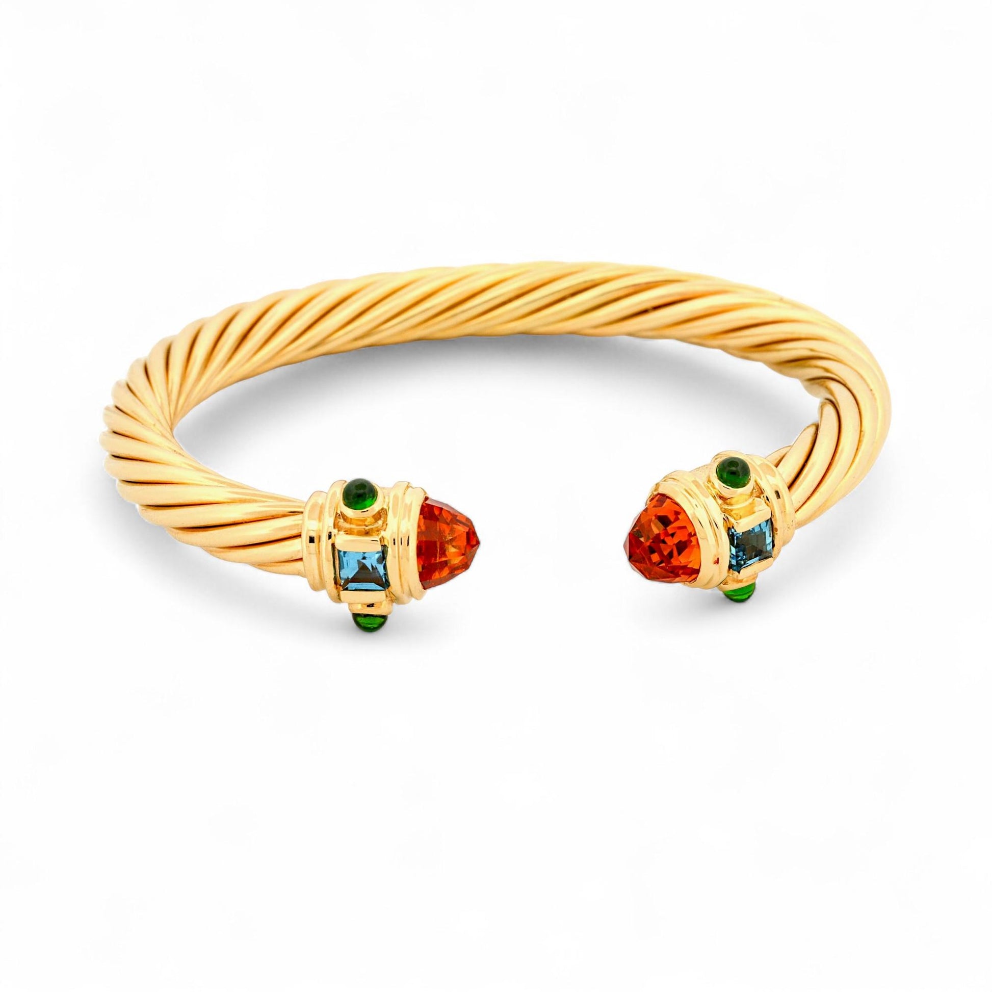 David Yurman 18K Yellow Gold Renaissance Bracelet with Gemstones 7mm