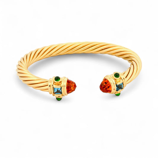 David Yurman 18K Yellow Gold Renaissance Bracelet with Gemstones 7mm