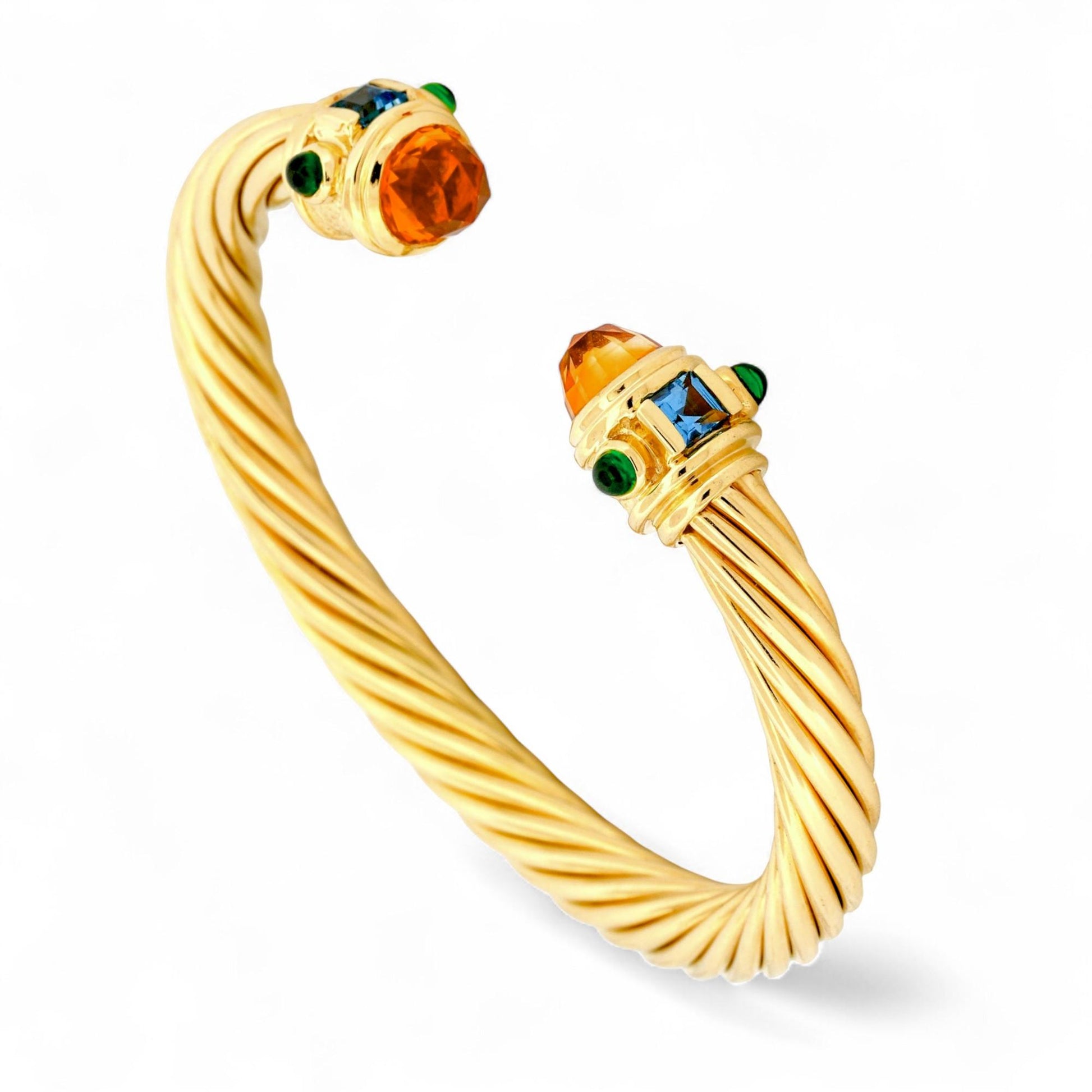 David Yurman 18K Yellow Gold Renaissance Bracelet with Gemstones 7mm