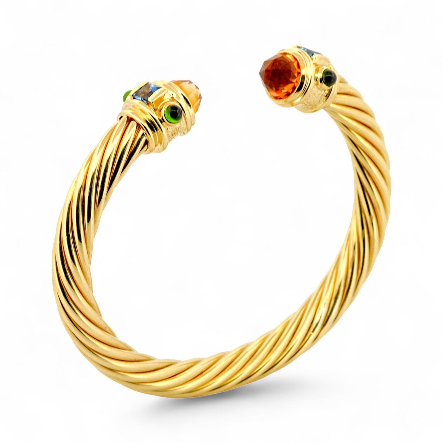 David Yurman 18K Yellow Gold Renaissance Bracelet with Gemstones 7mm