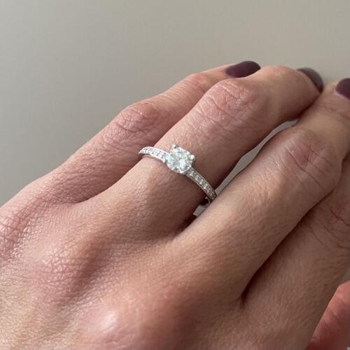 14k White Gold GIA 0.53ct Diamond Engagement Ring with Accent Diamonds Size 7