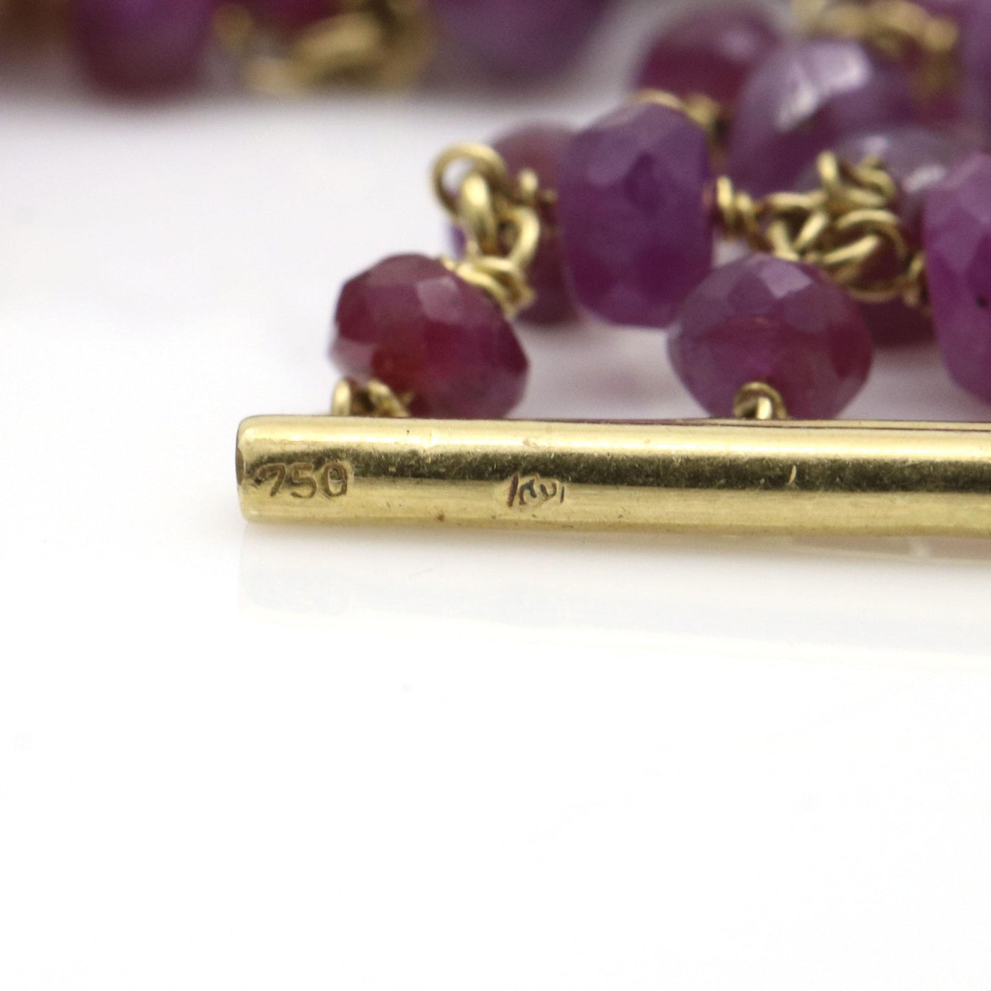 H. Stern Vintage Ruby Faceted Bead & Diamond Mesh Bracelet 18K Yellow Gold