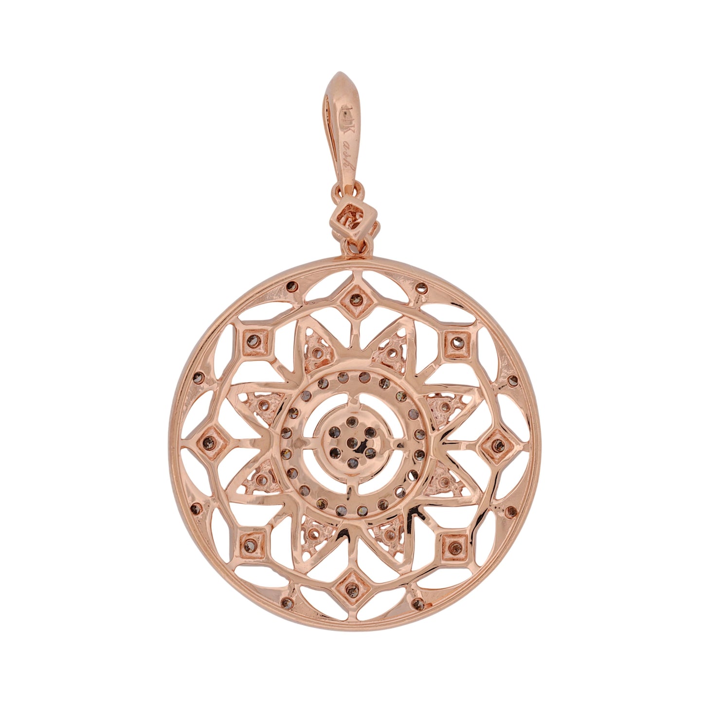 14K Rose Gold Brown & White Diamond Circle Pendant 0.55 ctw ASH 24.6mm