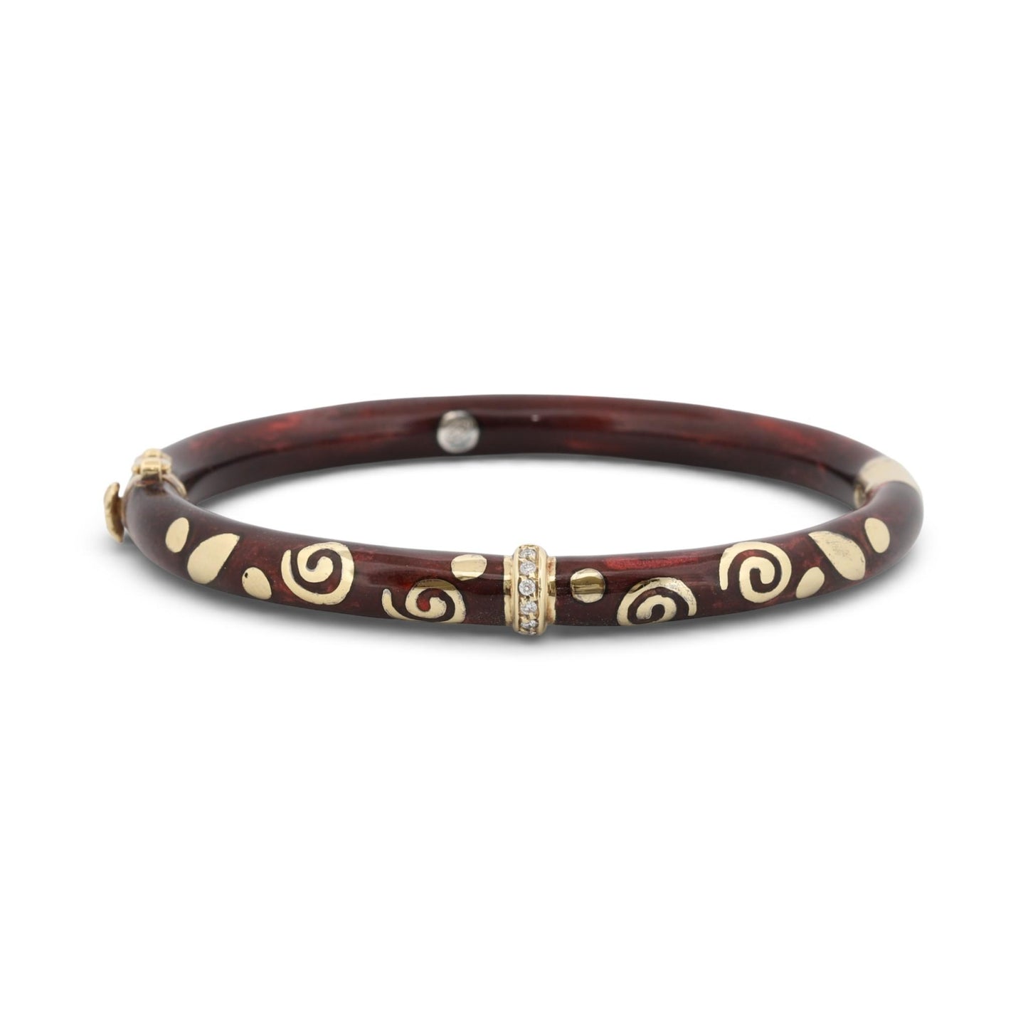 La Nouvelle Bague Enamel Bangle Bracelet Sterling Silver & 18K Gold Diamond