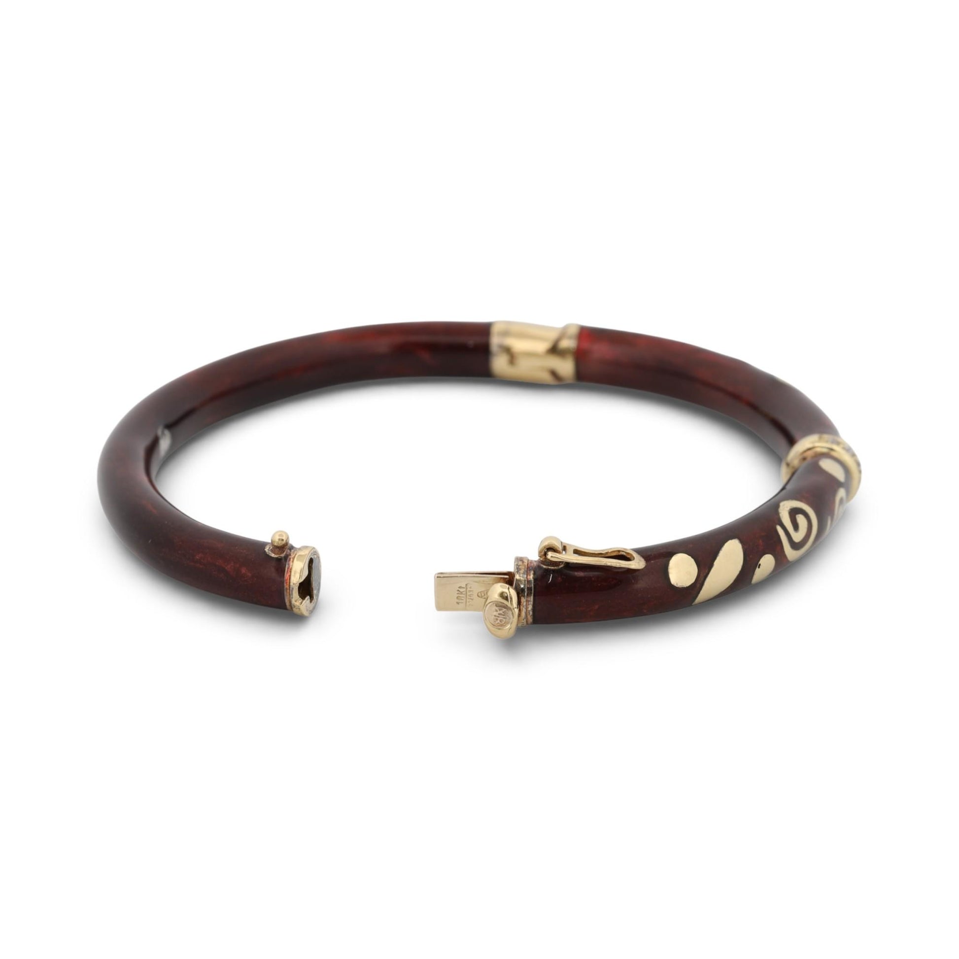 La Nouvelle Bague Enamel Bangle Bracelet Sterling Silver & 18K Gold Diamond