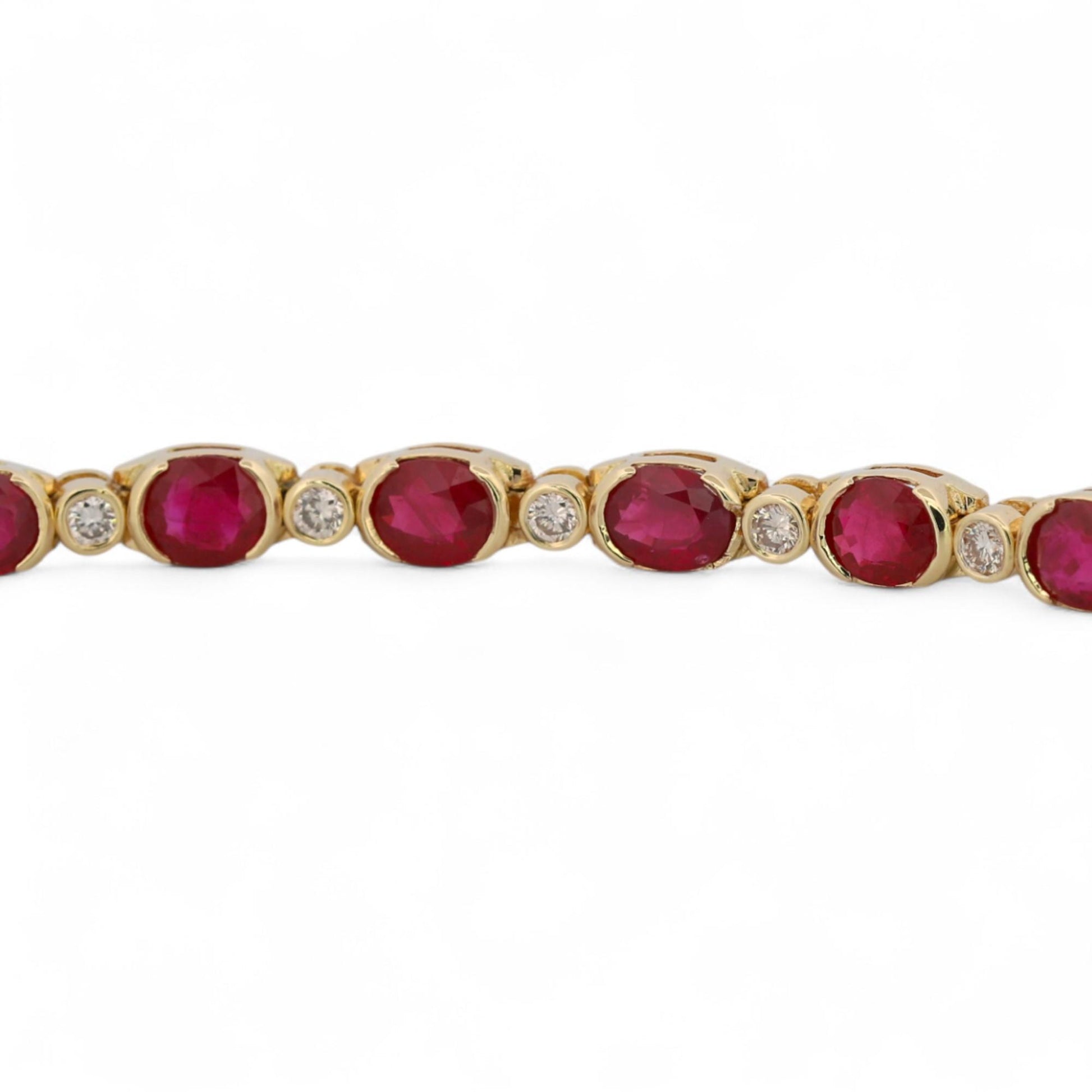 Vintage 14K Yellow Gold Natural Ruby & Diamond Inline Bracelet 8.80ct