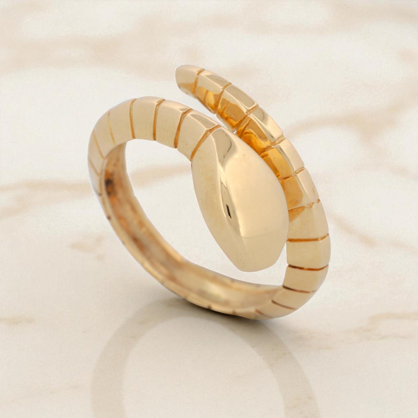Vintage Effe-Bi Snake Wrap Band Ring 18K Yellow Gold Italian Design Size 7