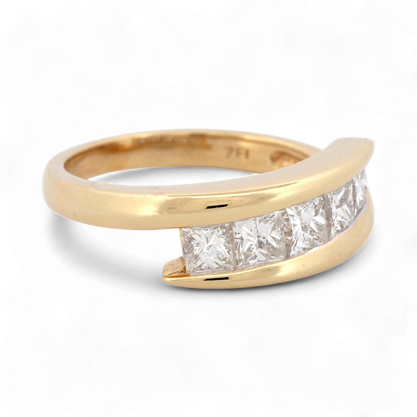 Zei 14K Yellow Gold Princess Cut Diamond Modern Minimalist Band Ring Size 6
