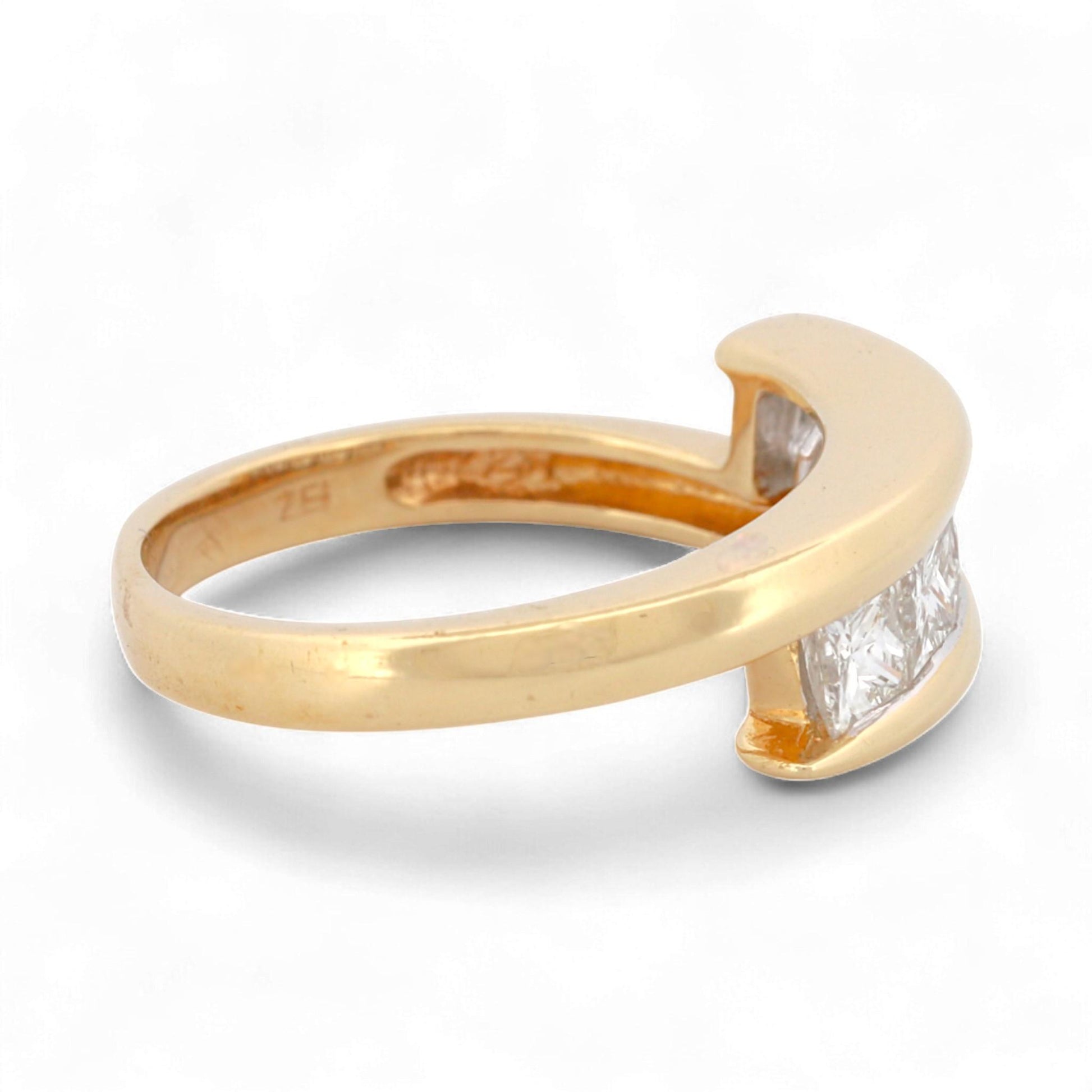Zei 14K Yellow Gold Princess Cut Diamond Modern Minimalist Band Ring Size 6