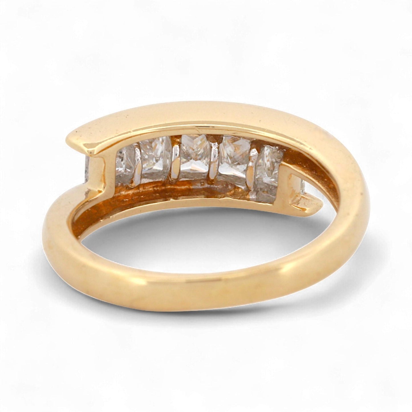 Zei 14K Yellow Gold Princess Cut Diamond Modern Minimalist Band Ring Size 6