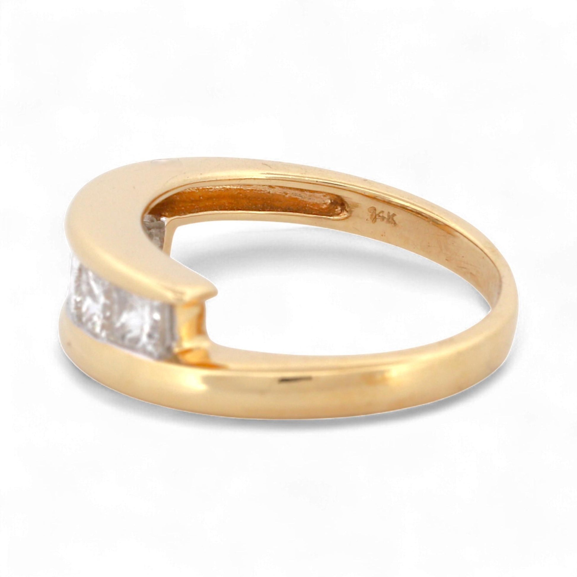 Zei 14K Yellow Gold Princess Cut Diamond Modern Minimalist Band Ring Size 6