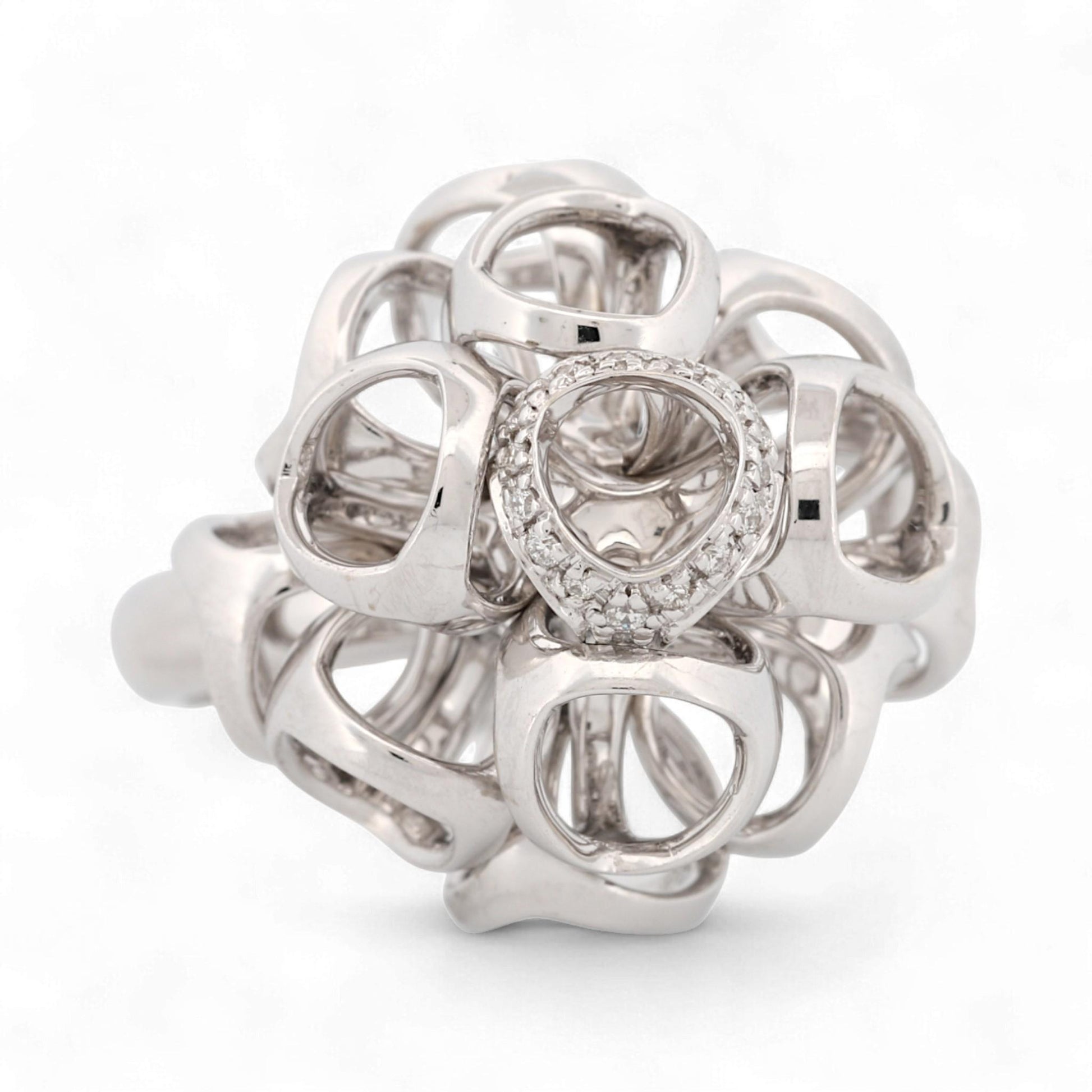 Di Modolo 18K White Gold Triada Diamond Ring Size 6