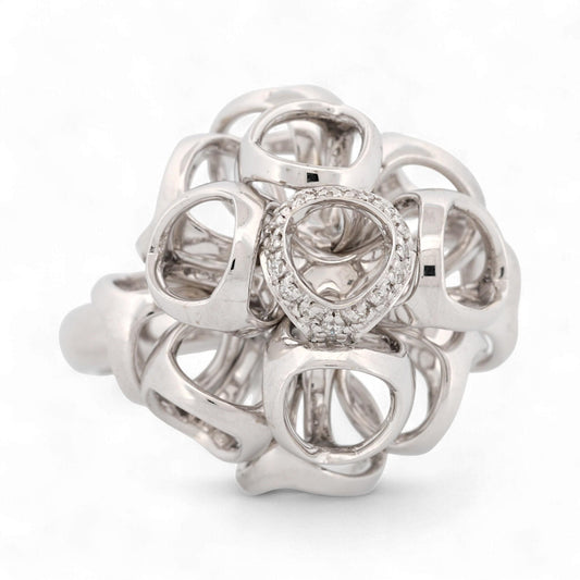 Di Modolo 18K White Gold Triada Diamond Ring Size 6