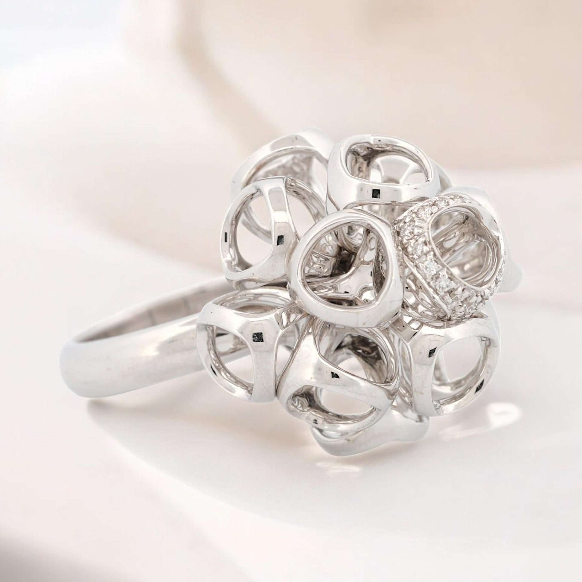 Di Modolo 18K White Gold Triada Diamond Ring Size 6