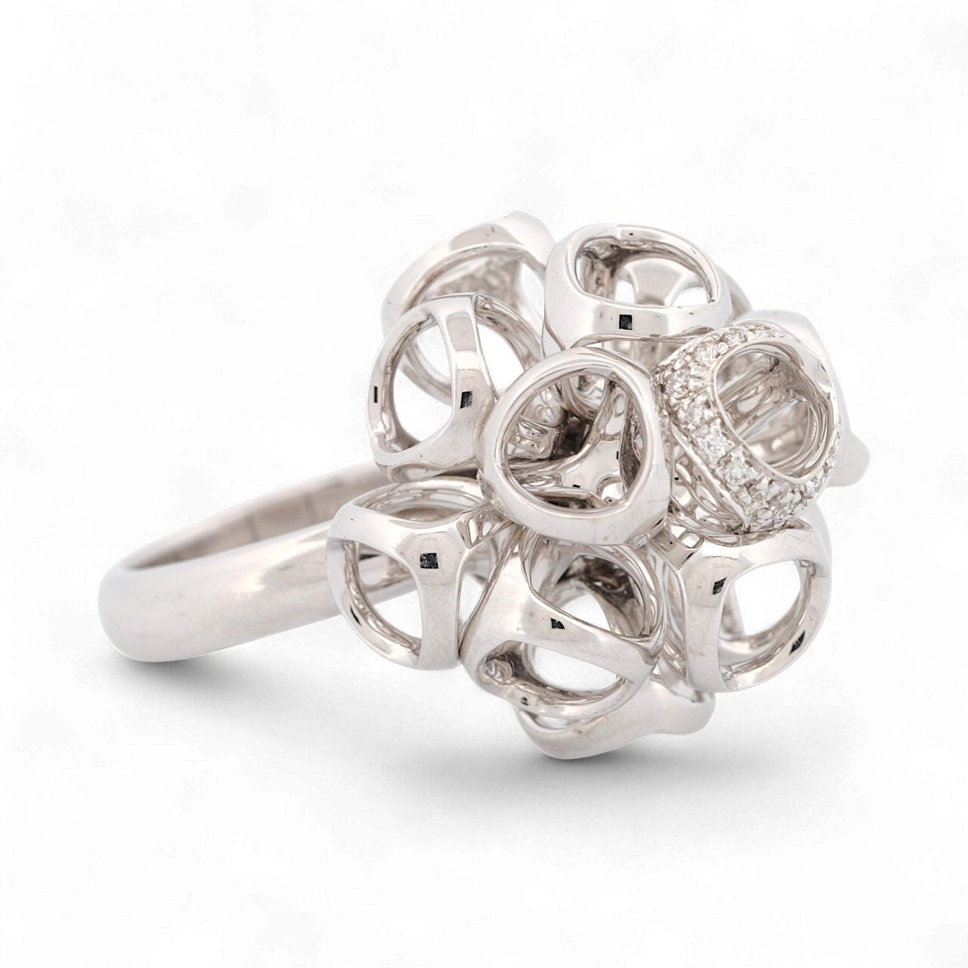 Di Modolo 18K White Gold Triada Diamond Ring Size 6