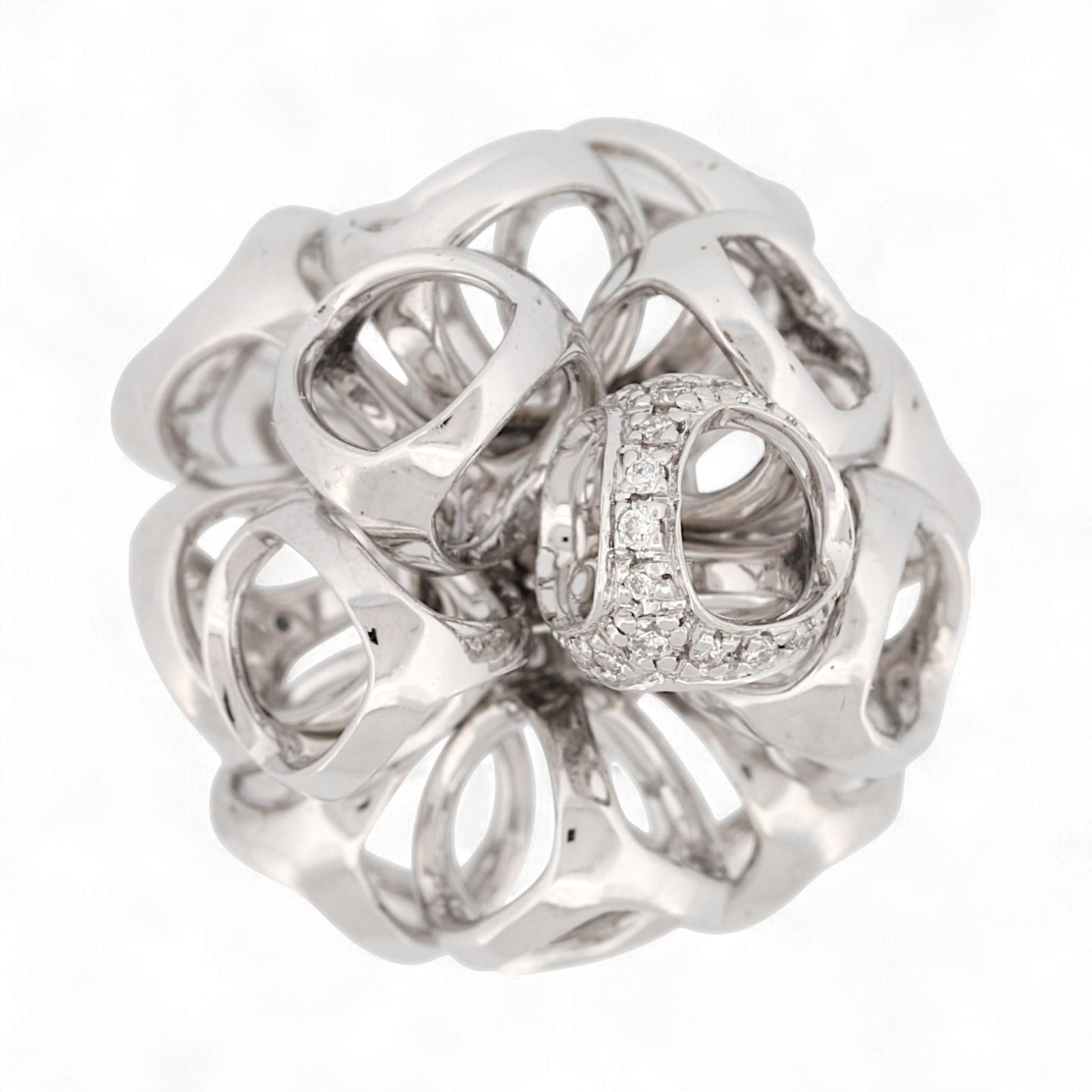 Di Modolo 18K White Gold Triada Diamond Ring Size 6