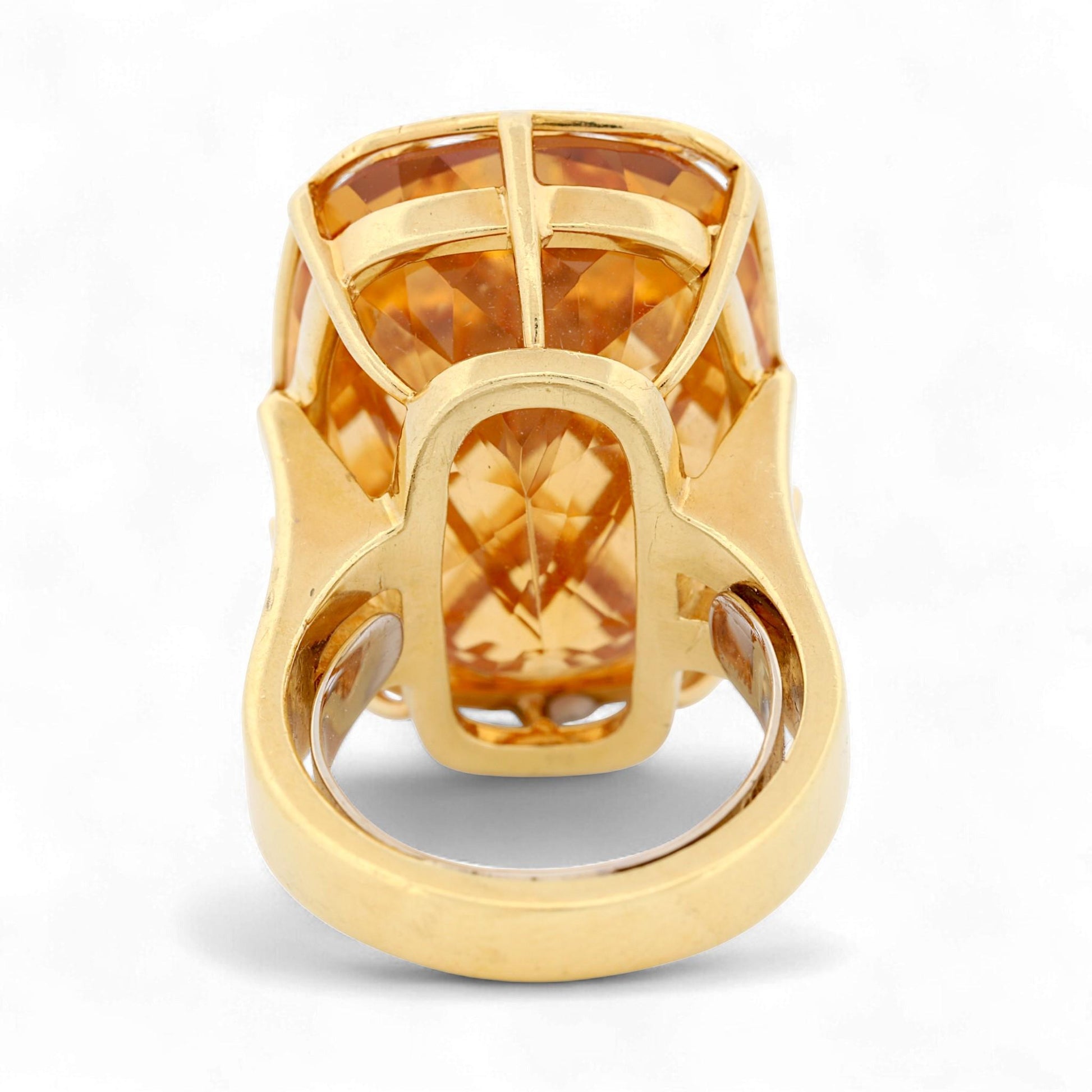 18K Yellow Gold Handcrafted Citrine Statement Ring with Split Shank