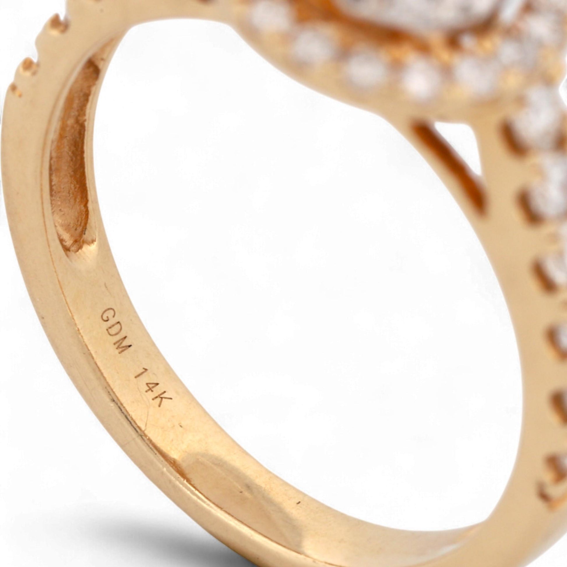 14K Yellow Gold Double-Halo Pear Diamond Ring 1.05ct Size 7