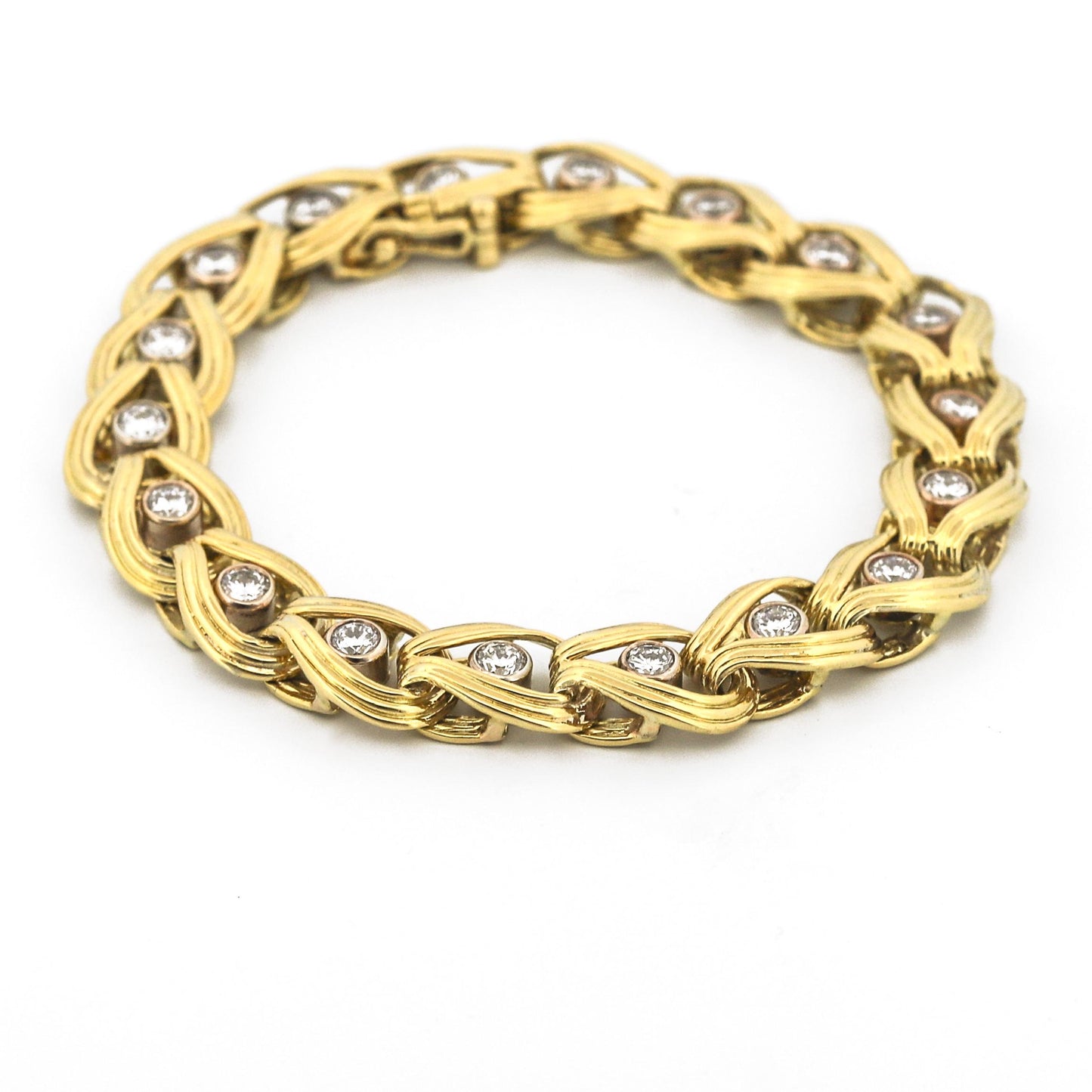 Vintage Diamond Fancy Link Bracelet in 18k Yellow Gold - Women's Size Medium