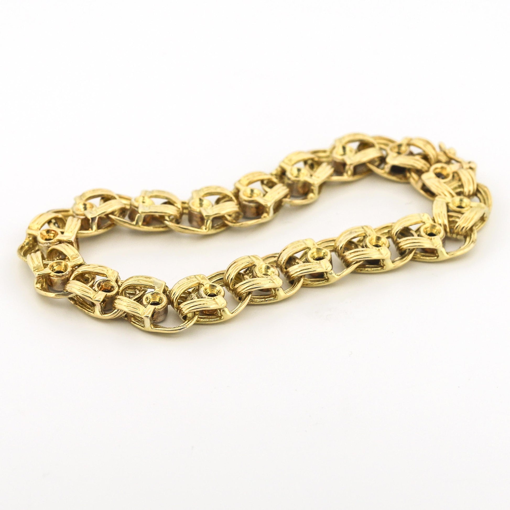 Vintage Diamond Fancy Link Bracelet in 18k Yellow Gold - Women's Size Medium