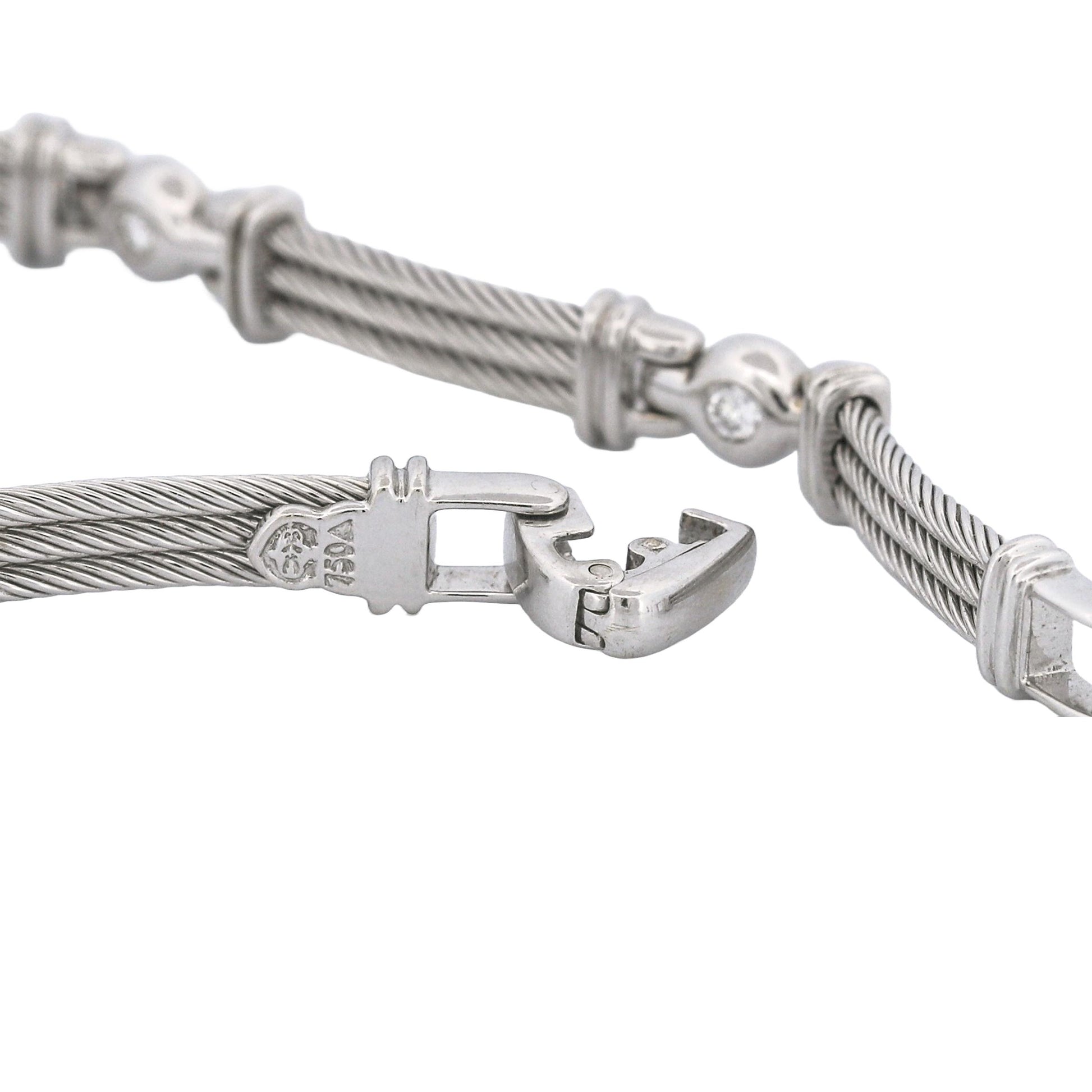 Philippe Charriol Diamond Cable Link Bracelet in 18k White Gold