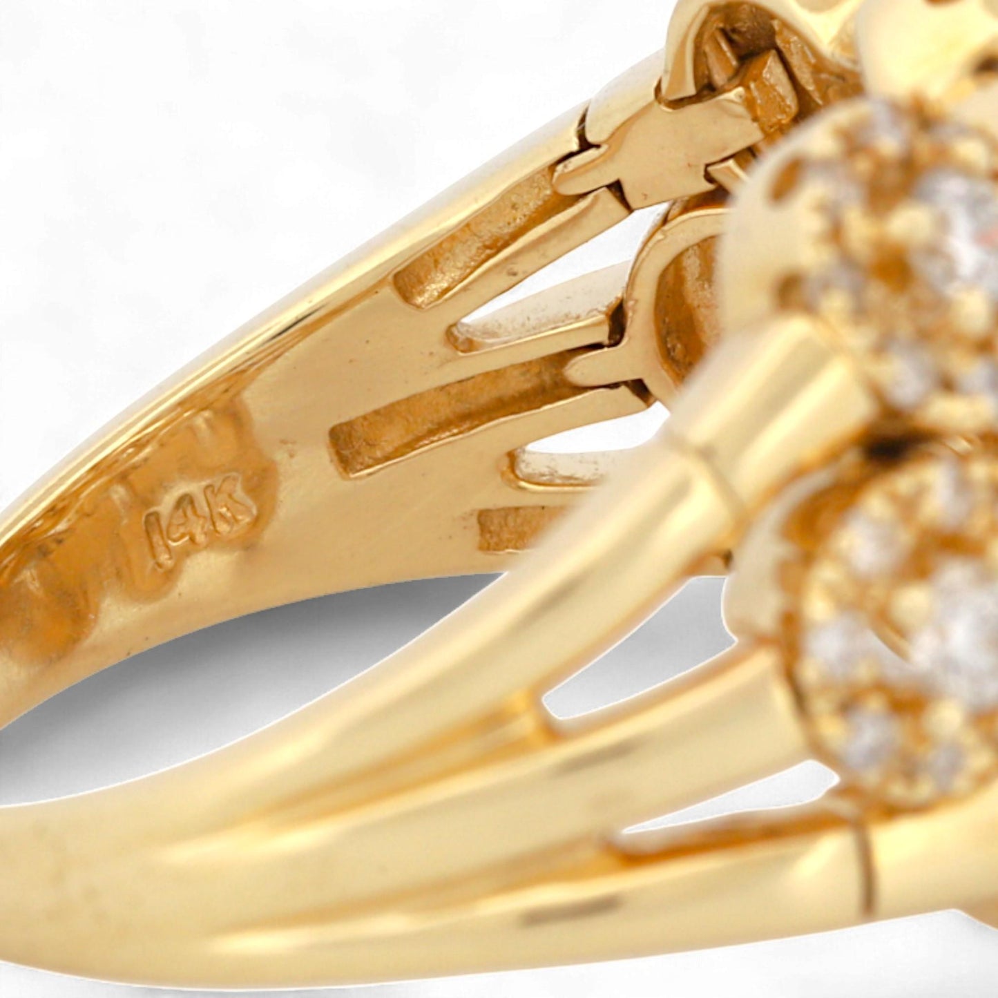 Sonia B 14K Yellow Gold Three-Row Diamond Wide Band Ring 1.52 ct Size 10