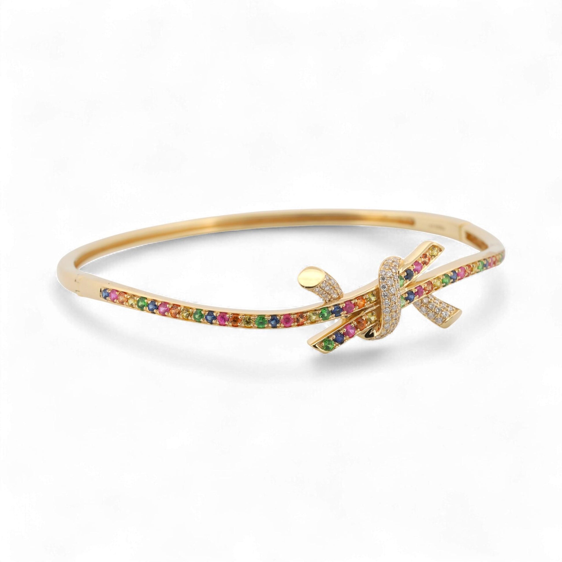 Effy 14K Gold Watercolors Ribbon Twist Diamond & Sapphire Bangle Bracelet