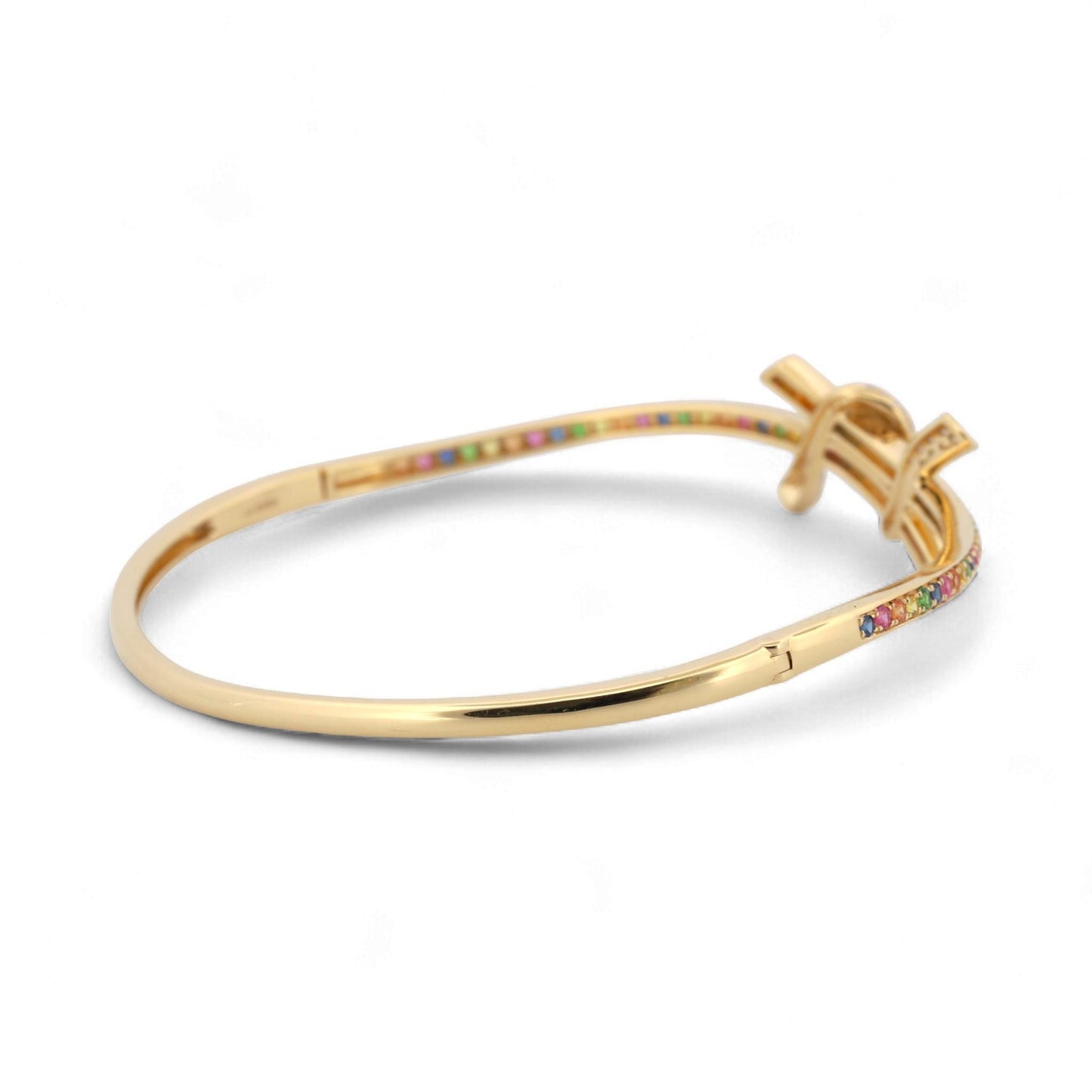 Effy 14K Gold Watercolors Ribbon Twist Diamond & Sapphire Bangle Bracelet