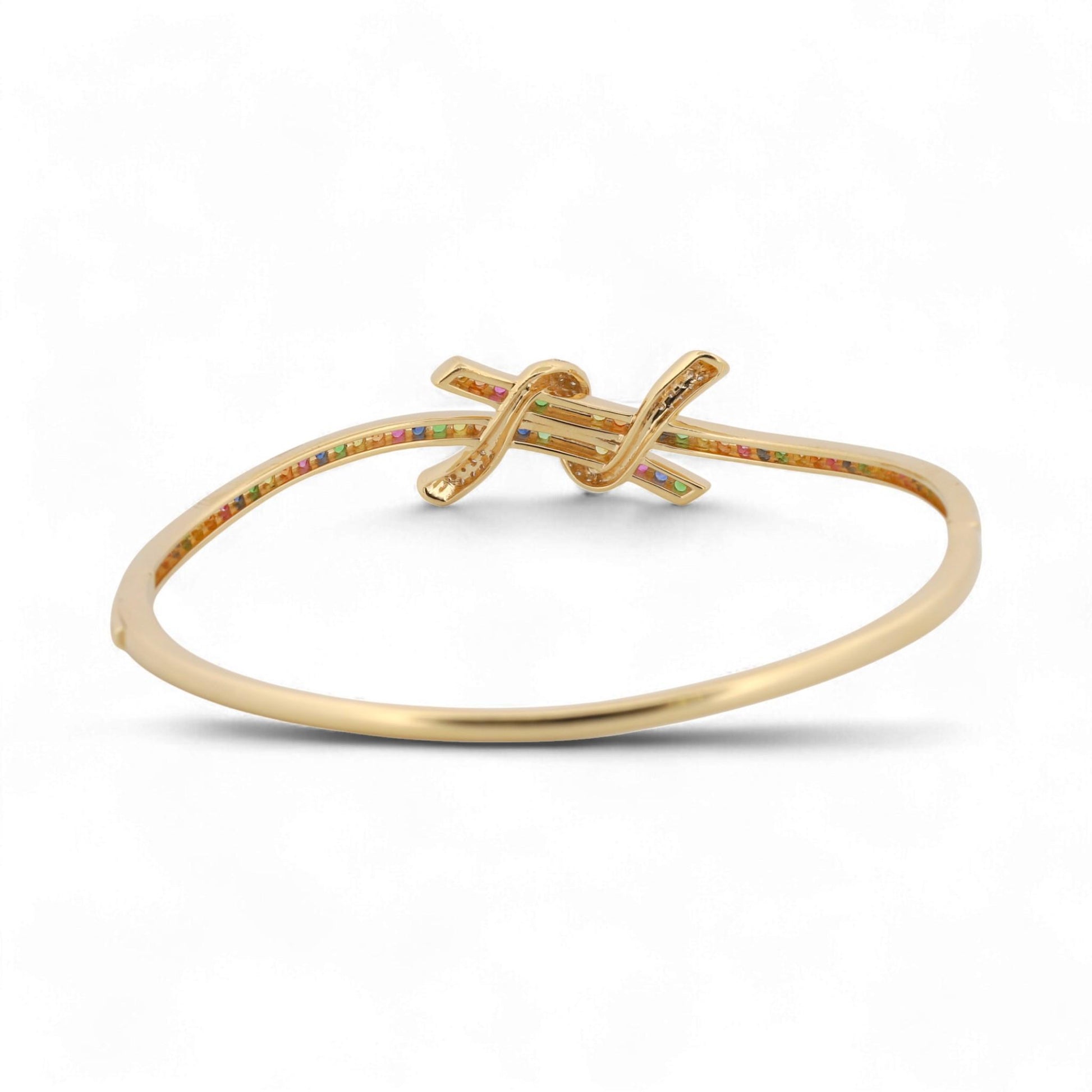 Effy 14K Gold Watercolors Ribbon Twist Diamond & Sapphire Bangle Bracelet