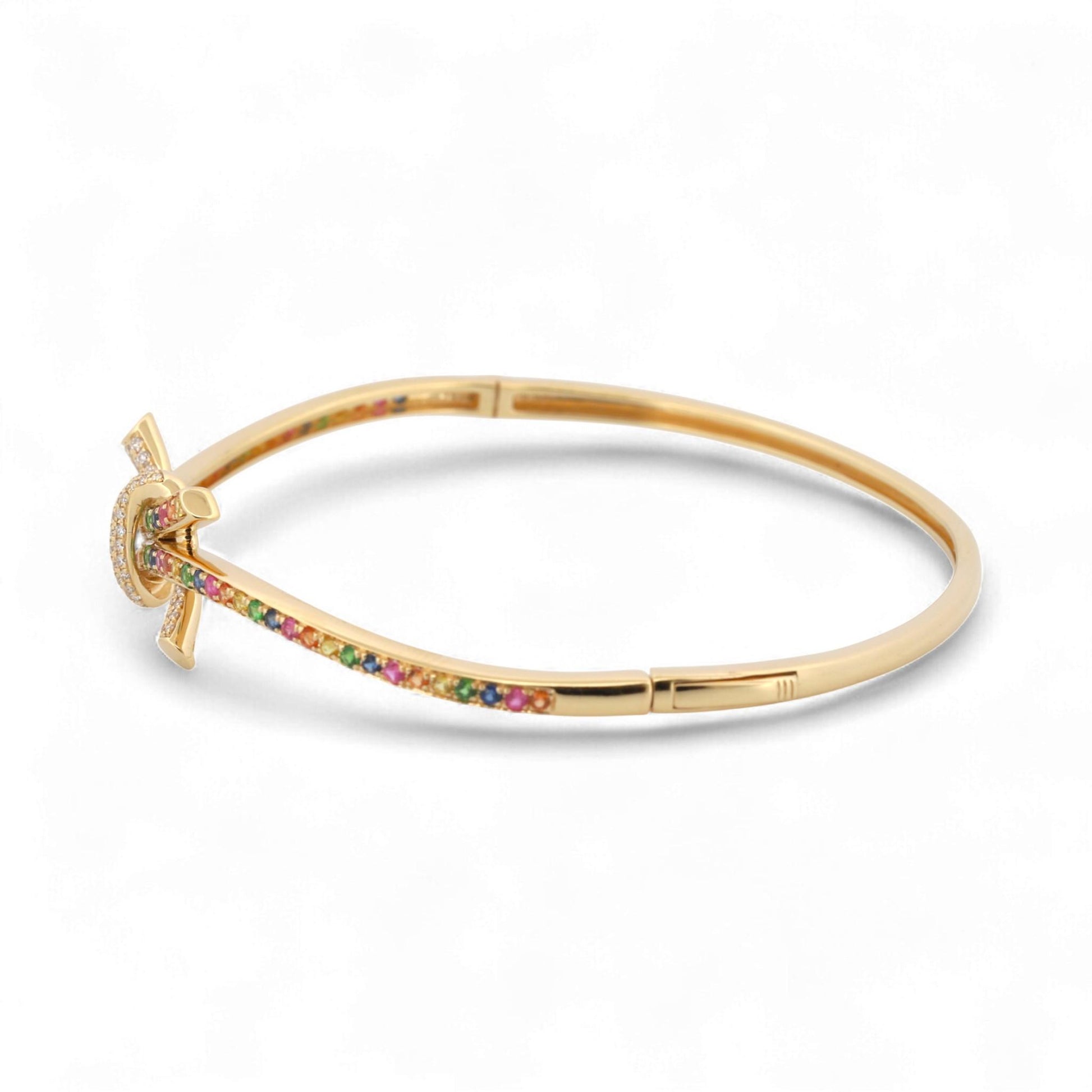 Effy 14K Gold Watercolors Ribbon Twist Diamond & Sapphire Bangle Bracelet