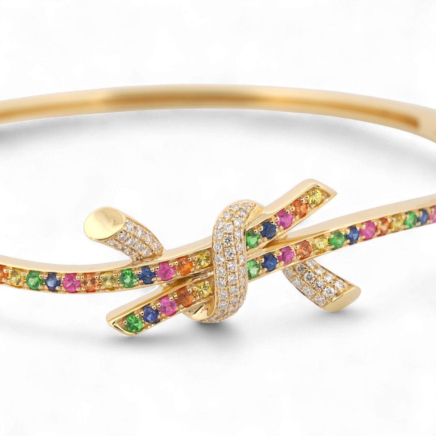 Effy 14K Gold Watercolors Ribbon Twist Diamond & Sapphire Bangle Bracelet
