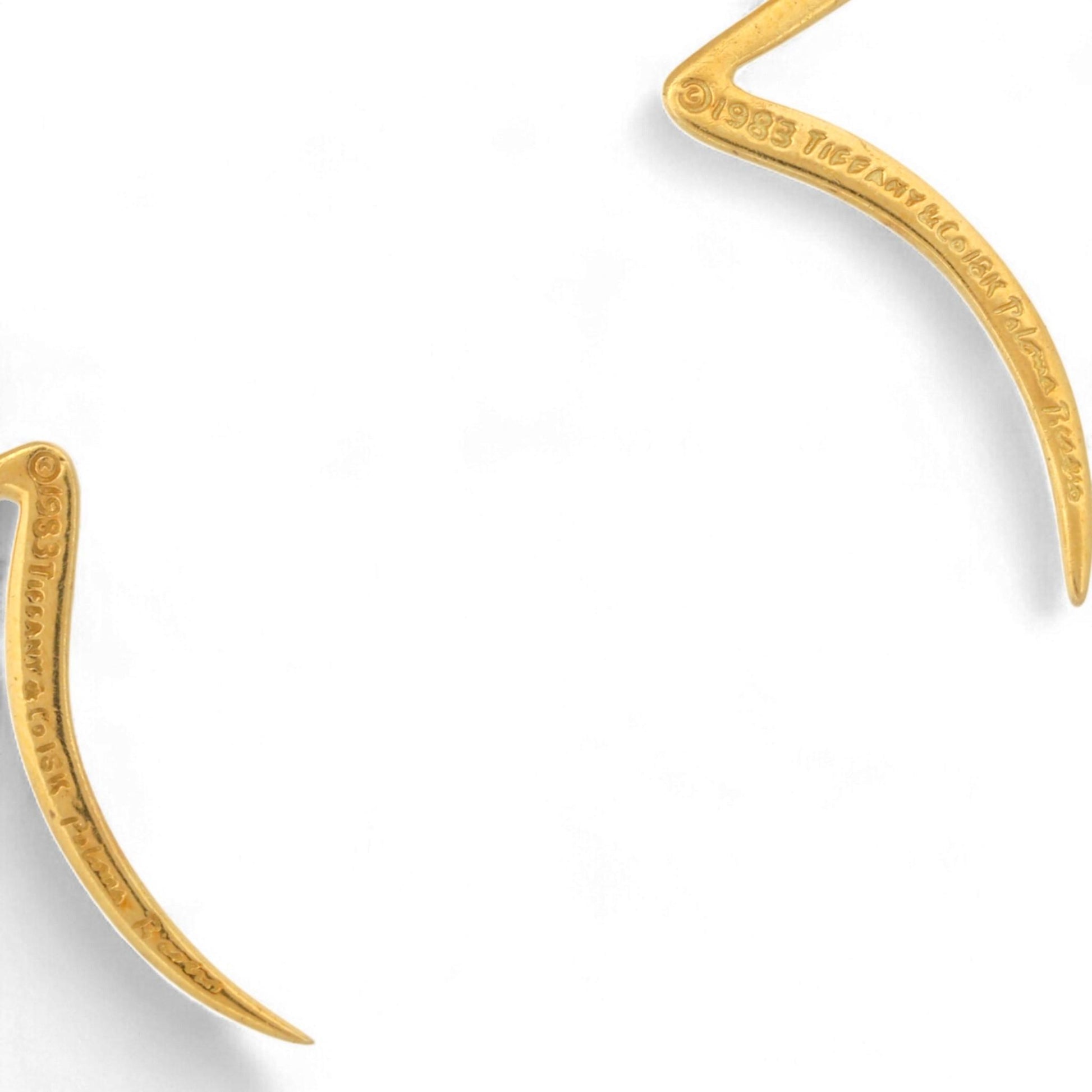 Tiffany & Co. Paloma Picasso 18K Yellow Gold Scribble Earrings 1983