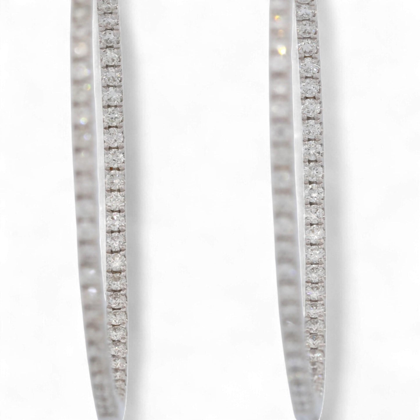 Odelia 18K White Gold Large Inside-Out Diamond Hoop Earrings 1.20ct