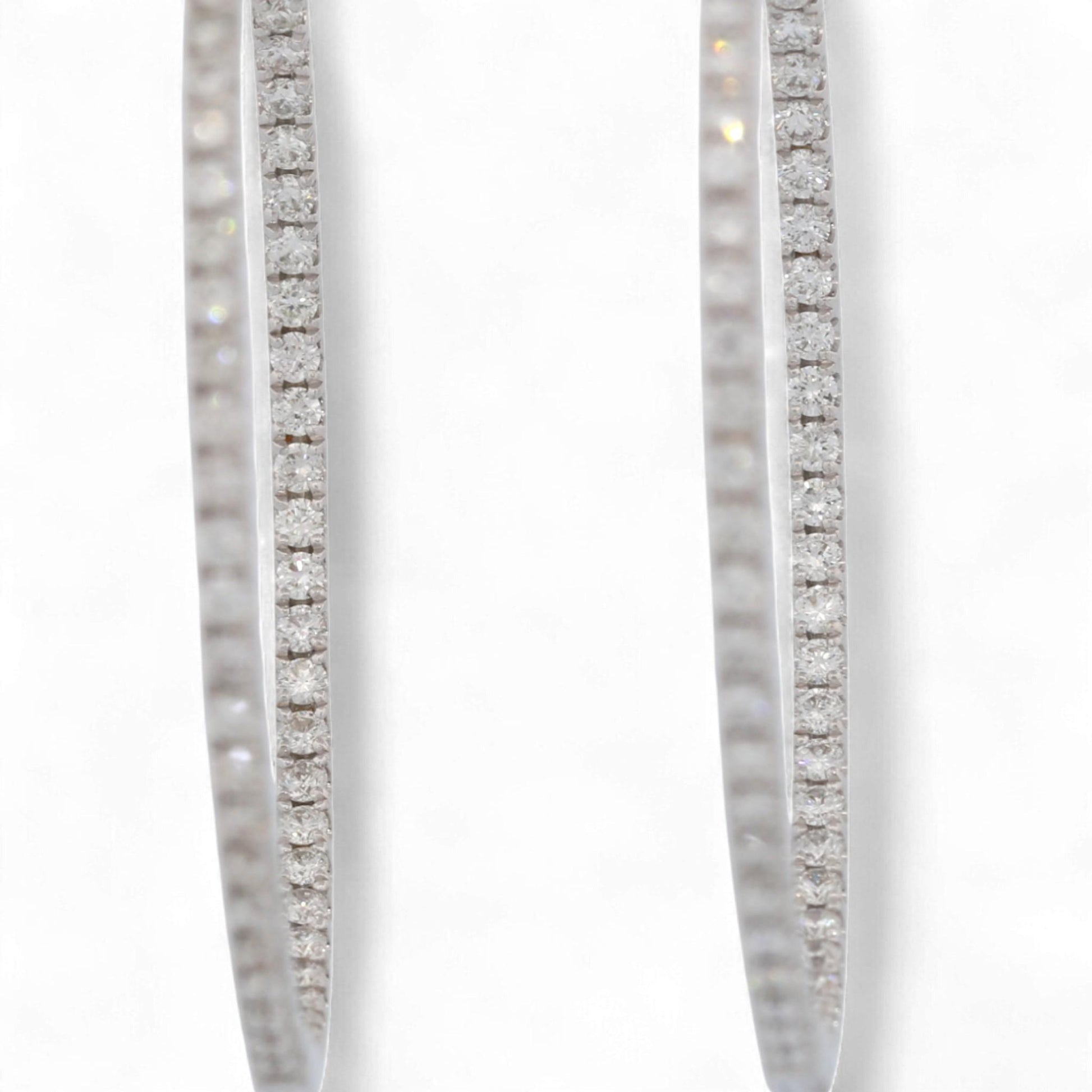 Odelia 18K White Gold Large Inside-Out Diamond Hoop Earrings 1.20ct