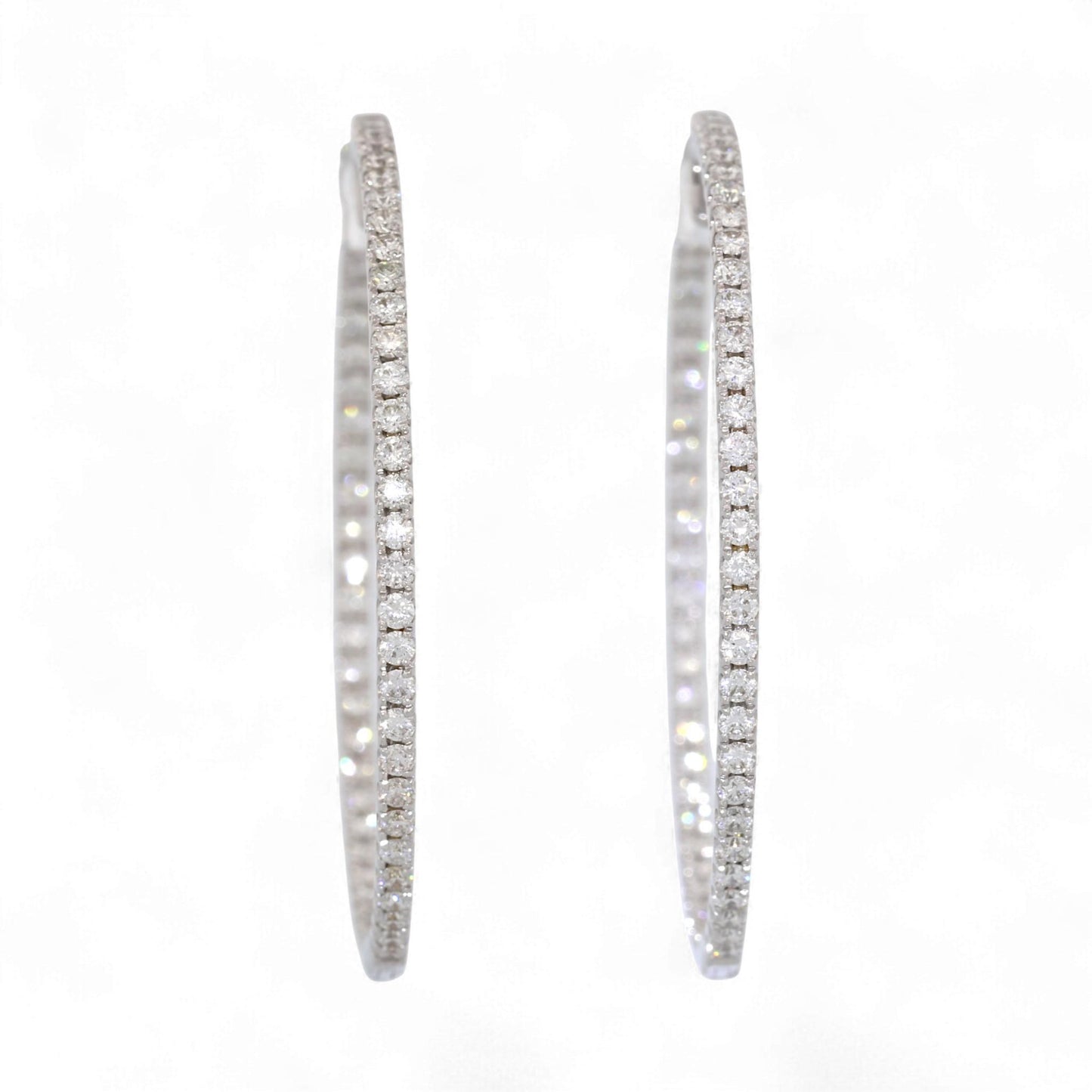 Odelia 18K White Gold Large Inside-Out Diamond Hoop Earrings 1.20ct