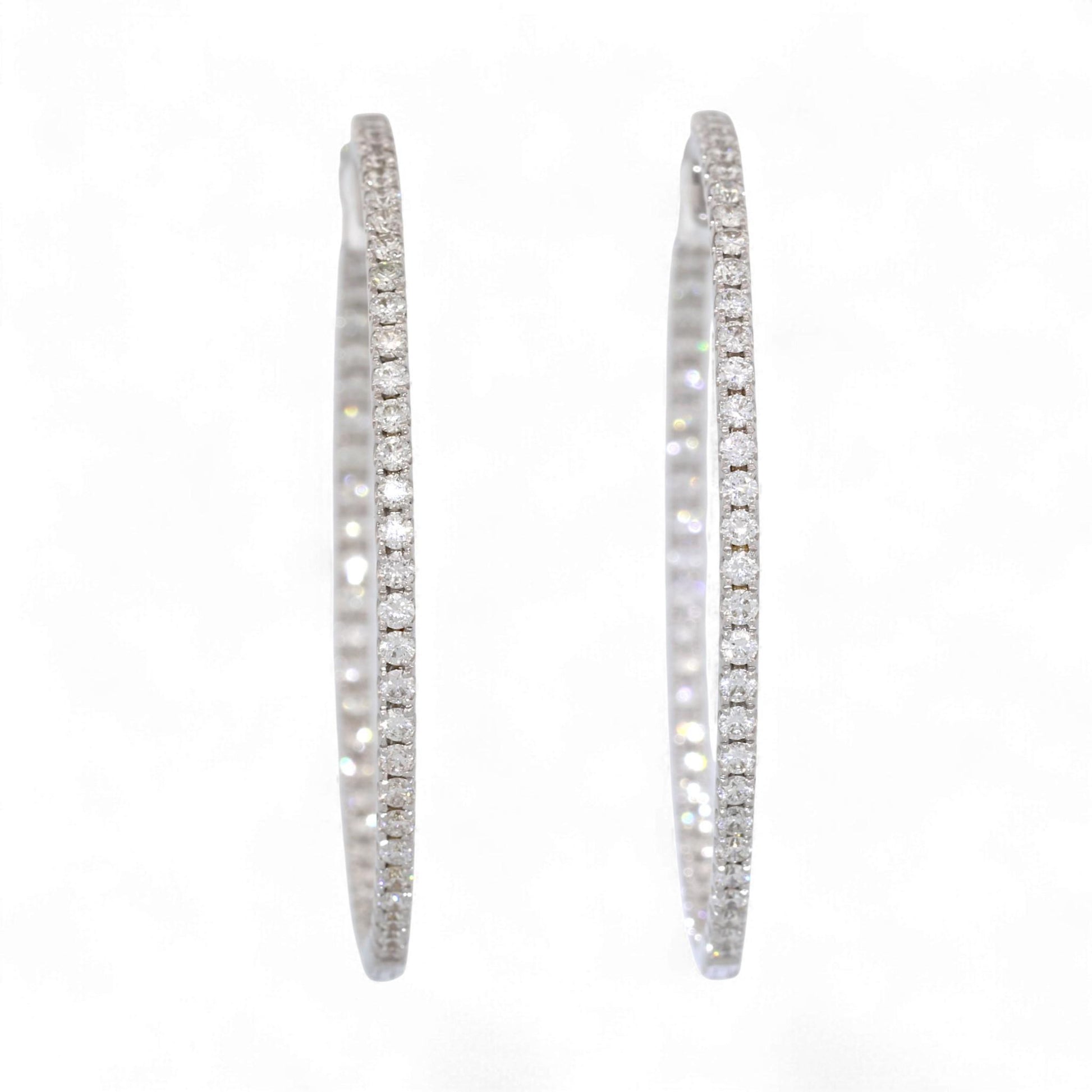 Odelia 18K White Gold Large Inside-Out Diamond Hoop Earrings 1.20ct