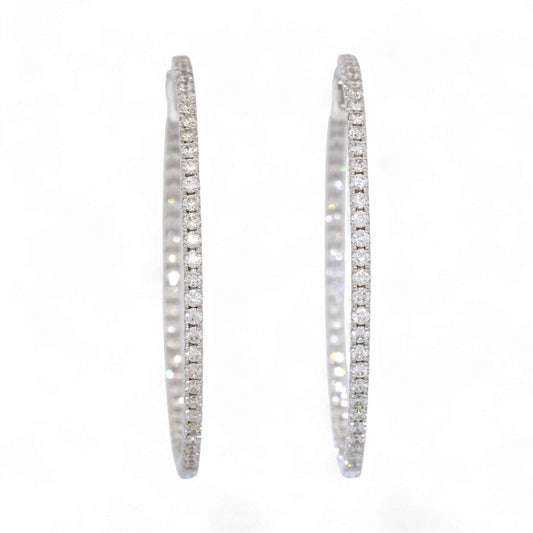 Odelia 18K White Gold Large Inside-Out Diamond Hoop Earrings 1.20ct