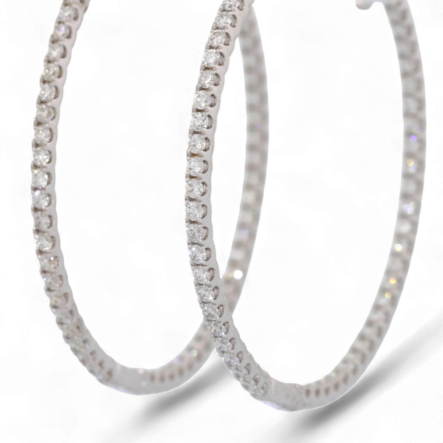 Odelia 18K White Gold Large Inside-Out Diamond Hoop Earrings 1.20ct