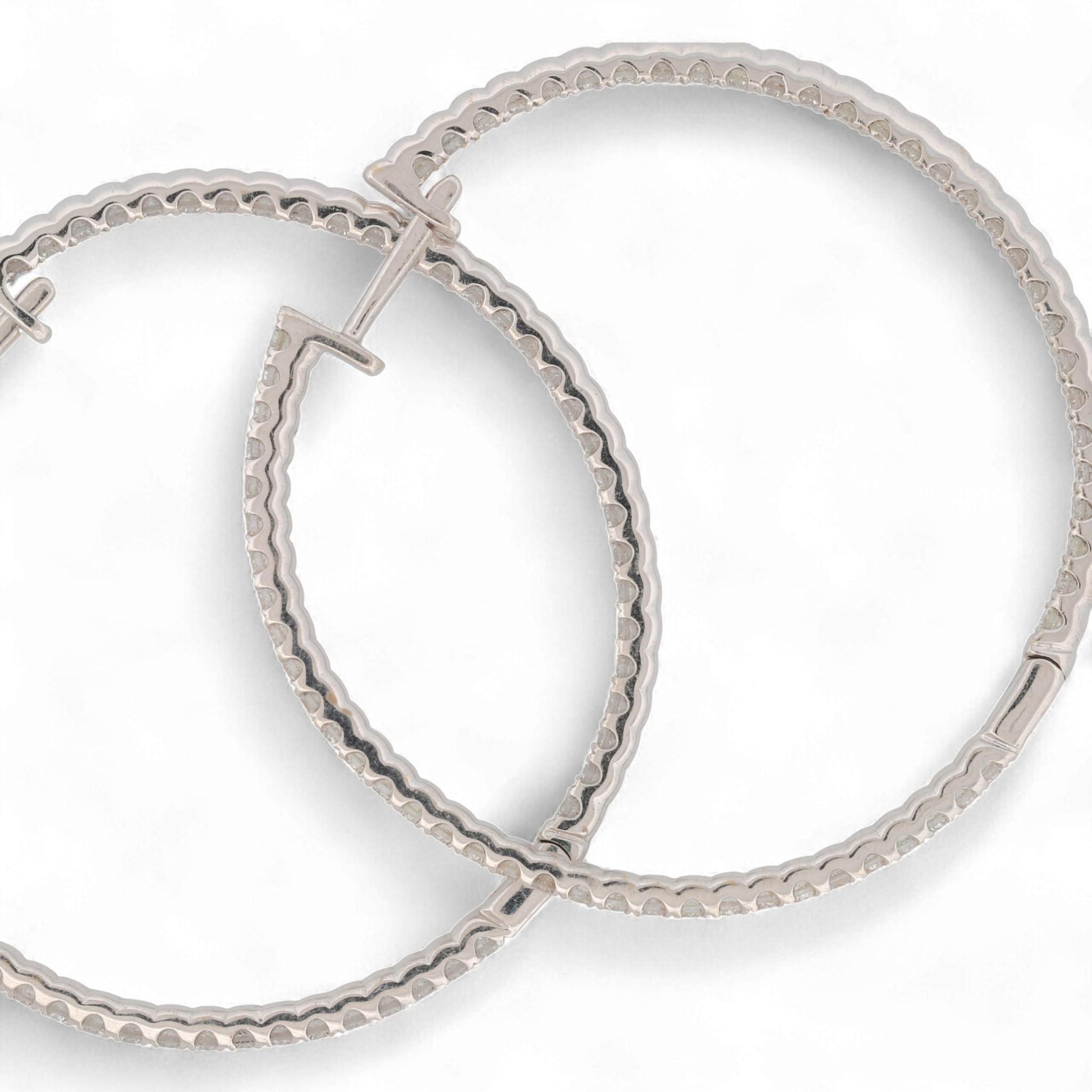 Odelia 18K White Gold Large Inside-Out Diamond Hoop Earrings 1.20ct