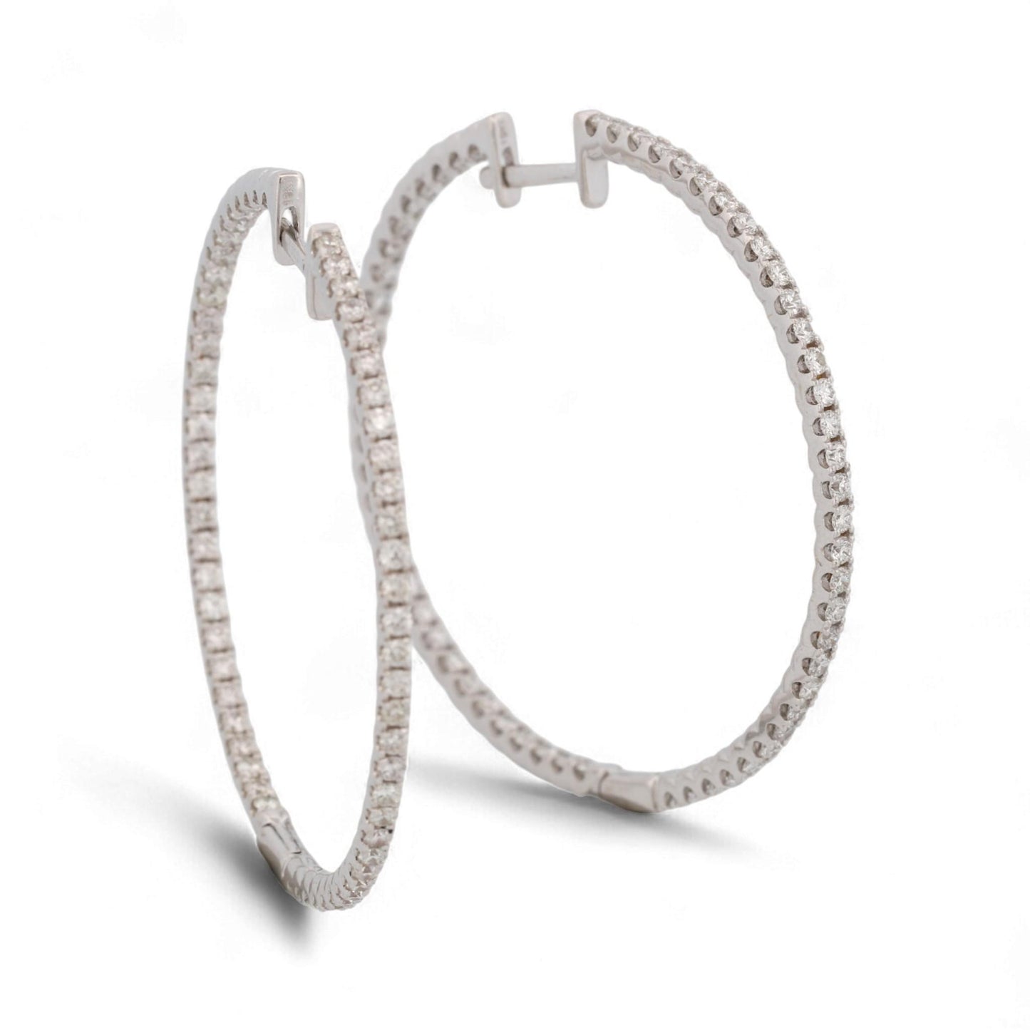 Odelia 18K White Gold Large Inside-Out Diamond Hoop Earrings 1.20ct