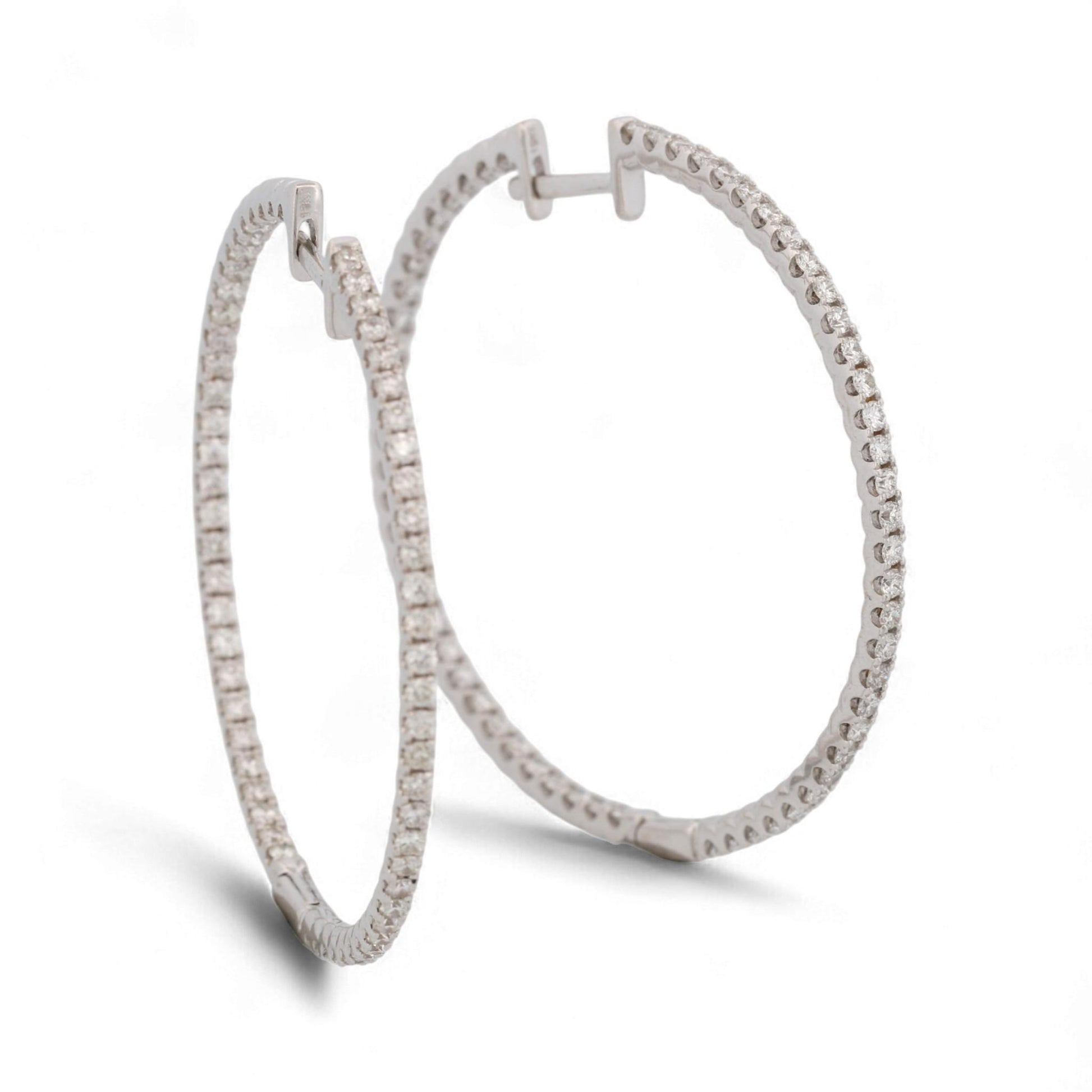Odelia 18K White Gold Large Inside-Out Diamond Hoop Earrings 1.20ct